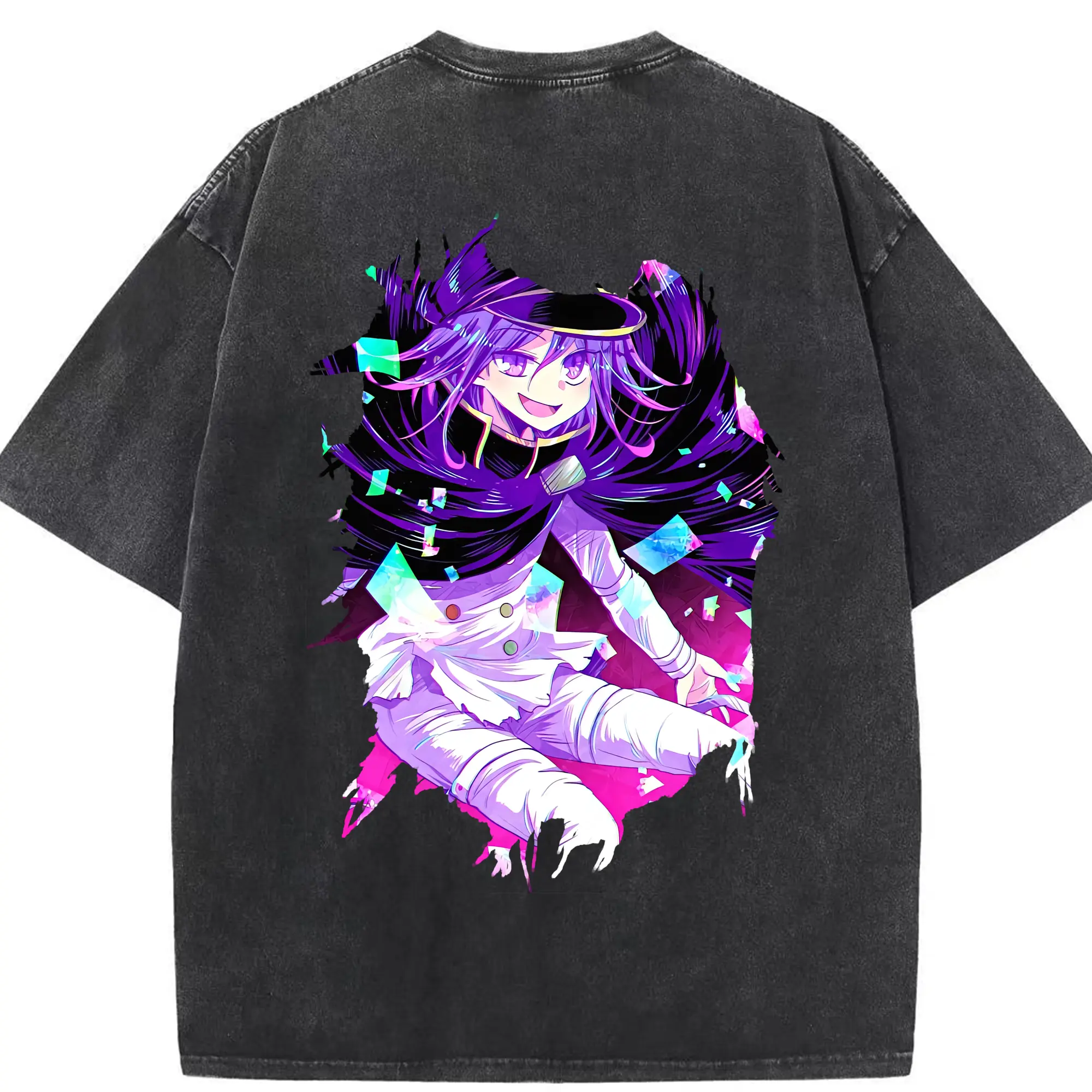 ダンガンロンパ グッズ,王馬小吉 - 綿100％ ヴィンテージ風 半袖Tシャツ ・ 背面プリント ・ 柔らか肌触り ・ 通気性 快適 ・ スポーツ カジュアル 外出用