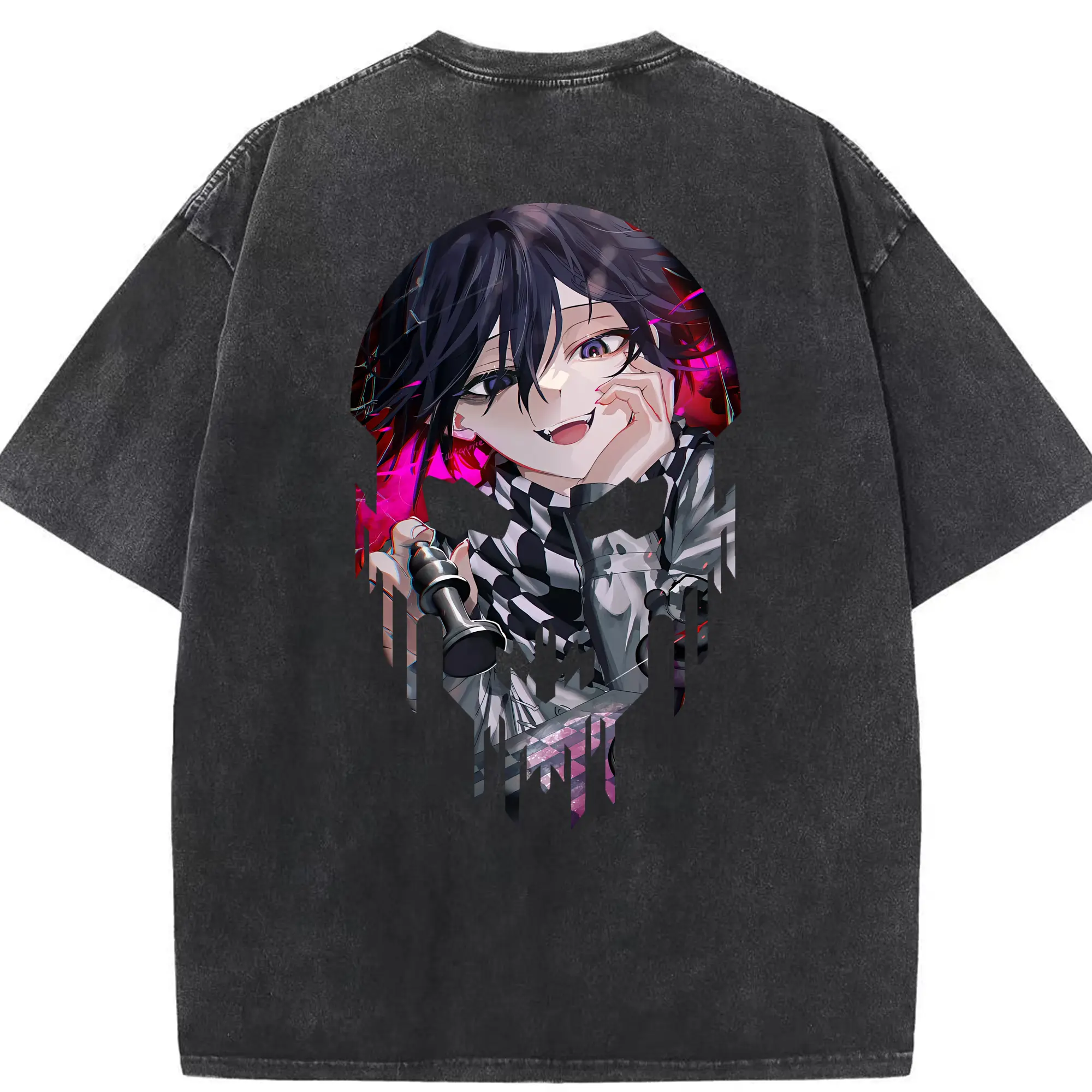 ダンガンロンパ グッズ,王馬小吉 - 綿100％ ヴィンテージ風 半袖Tシャツ ・ 背面プリント ・ 柔らか肌触り ・ 通気性 快適 ・ スポーツ カジュアル 外出用