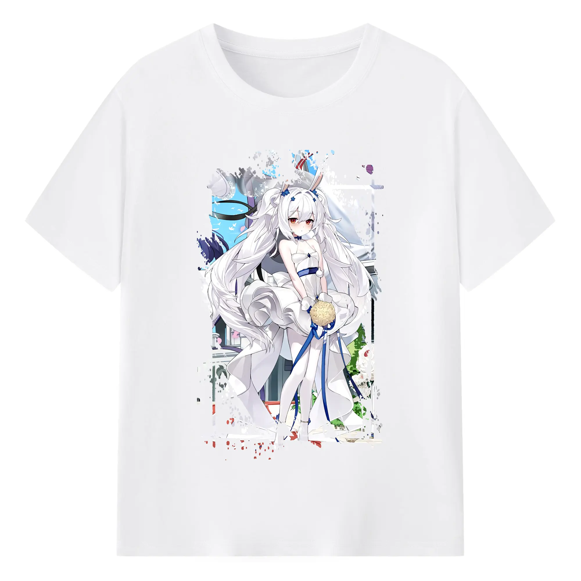 アズールレーン グッズ,ラフィー - 綿100％ 半袖Tシャツ ・ フロントプリント ・ 快適 通気性 ・ 日常使い 散歩 スポーツ用