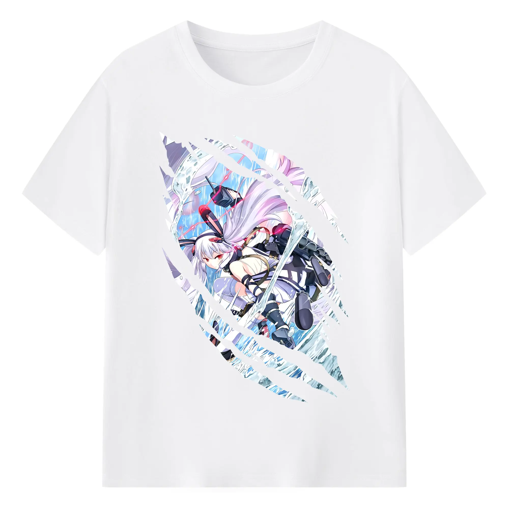 アズールレーン グッズ,ラフィー - 綿100％ 半袖Tシャツ ・ フロントプリント ・ 快適 通気性 ・ 日常使い 散歩 スポーツ用