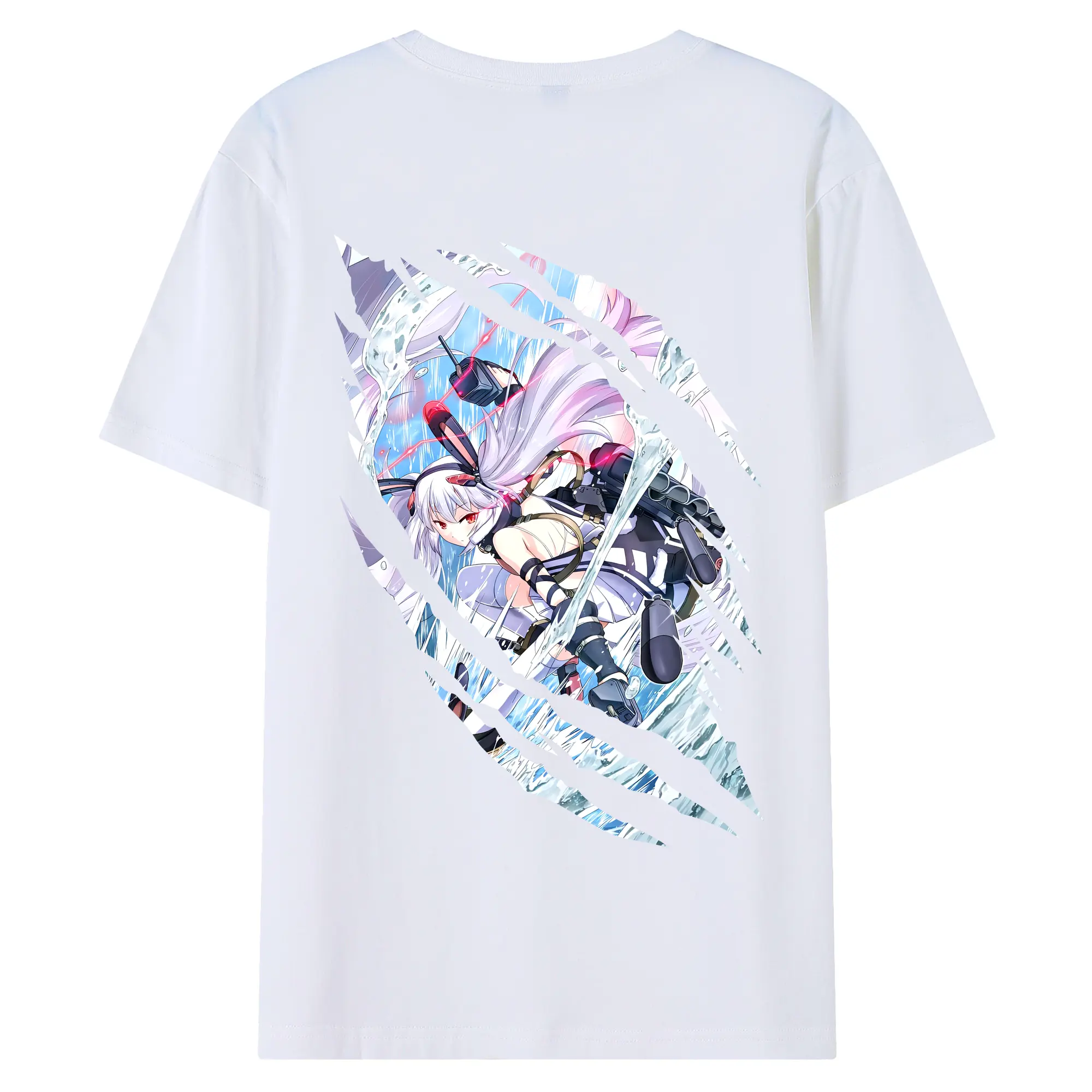 アズールレーン グッズ,ラフィー - 綿100％ 半袖Tシャツ ・ バックプリント ・ 快適 通気性 ・ 日常使い 散歩 スポーツ用