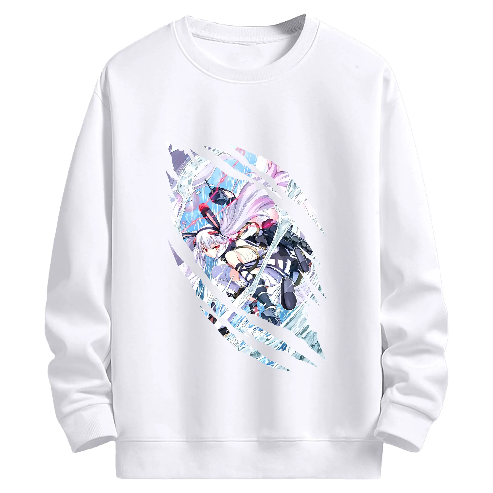 アズールレーン グッズ,ラフィー - 高品質 クルーネック スウェット ・ コットン59％ ポリエステル41％ ・ ユニセックス 長袖 トレーナー ・ カジュアル デイリー スポーツ 散歩用