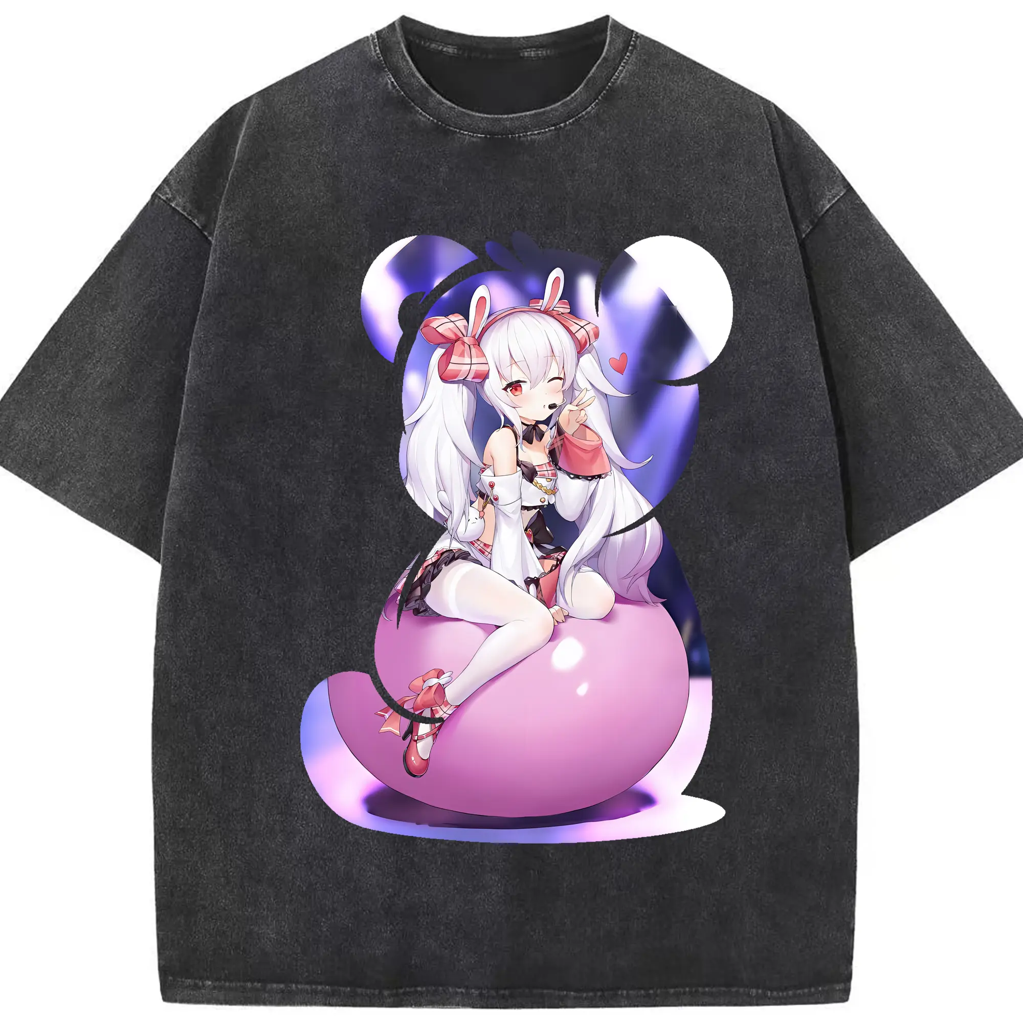 アズールレーン グッズ,ラフィー - 綿100％ ヴィンテージ風 半袖Tシャツ ・ フロントプリント ・ 柔らか肌触り ・ 通気性 快適 ・ スポーツ カジュアル 外出用