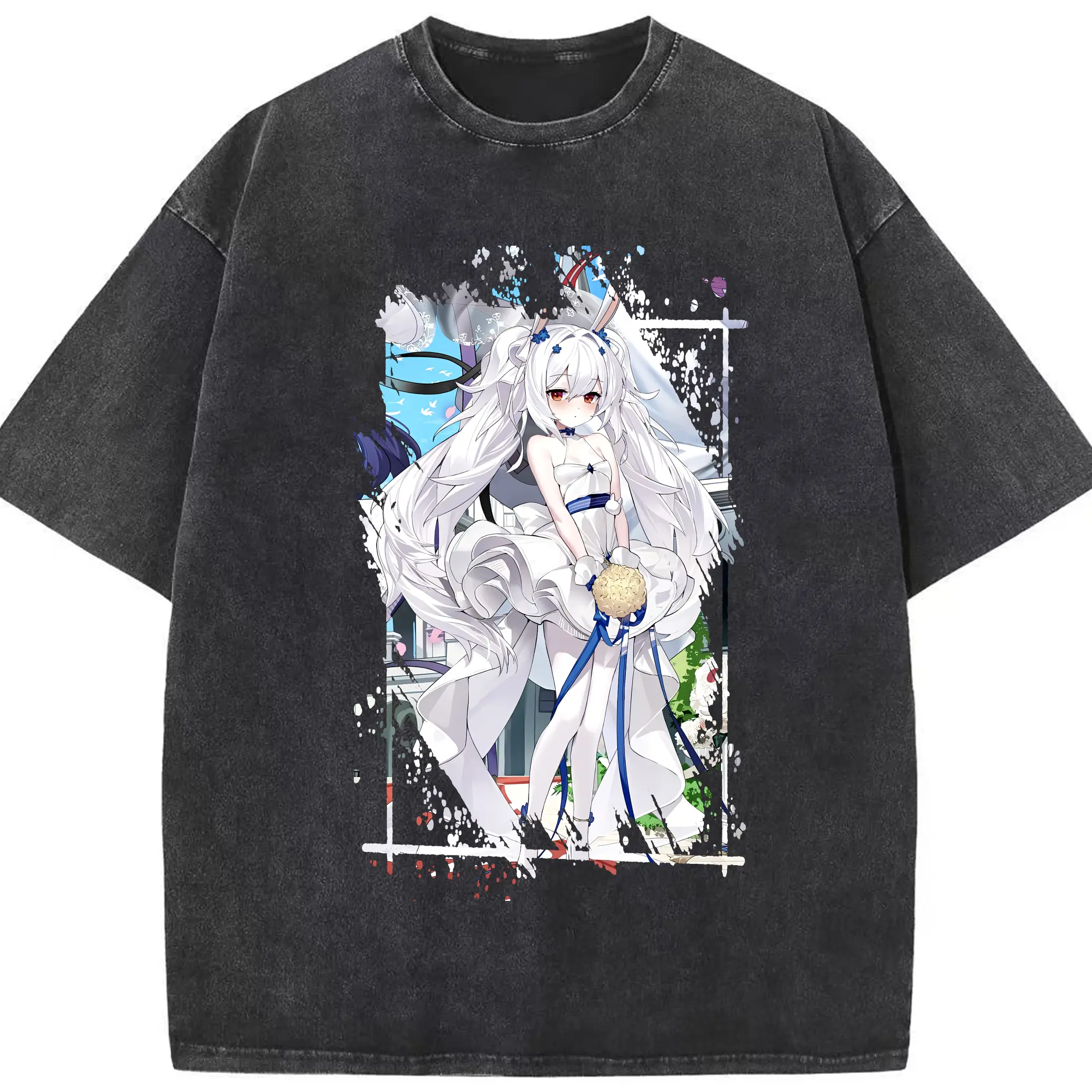 アズールレーン グッズ,ラフィー - 綿100％ ヴィンテージ風 半袖Tシャツ ・ フロントプリント ・ 柔らか肌触り ・ 通気性 快適 ・ スポーツ カジュアル 外出用