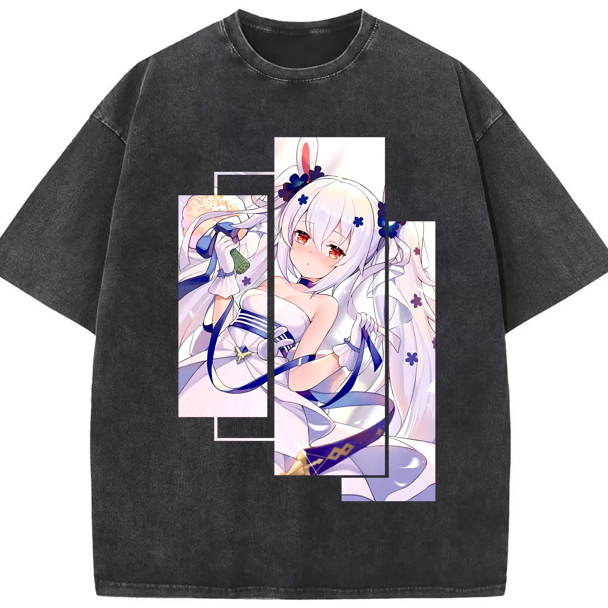 アズールレーン グッズ,ラフィー - 綿100％ ヴィンテージ風 半袖Tシャツ ・ フロントプリント ・ 柔らか肌触り ・ 通気性 快適 ・ スポーツ カジュアル 外出用
