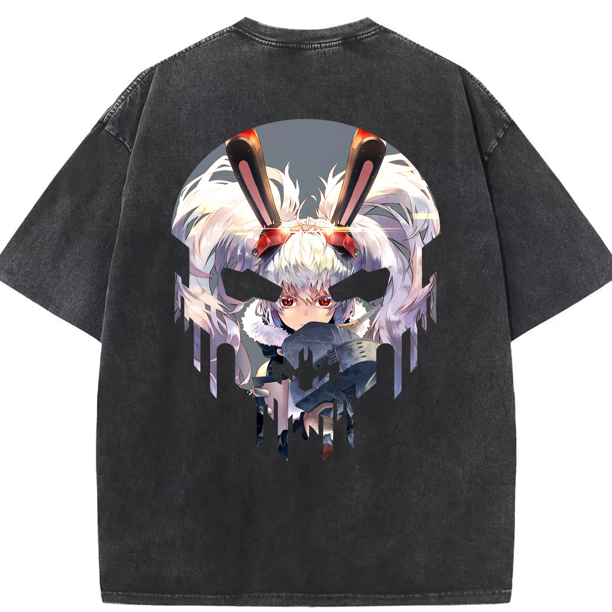 アズールレーン グッズ,ラフィー - 綿100％ ヴィンテージ風 半袖Tシャツ ・ 背面プリント ・ 柔らか肌触り ・ 通気性 快適 ・ スポーツ カジュアル 外出用