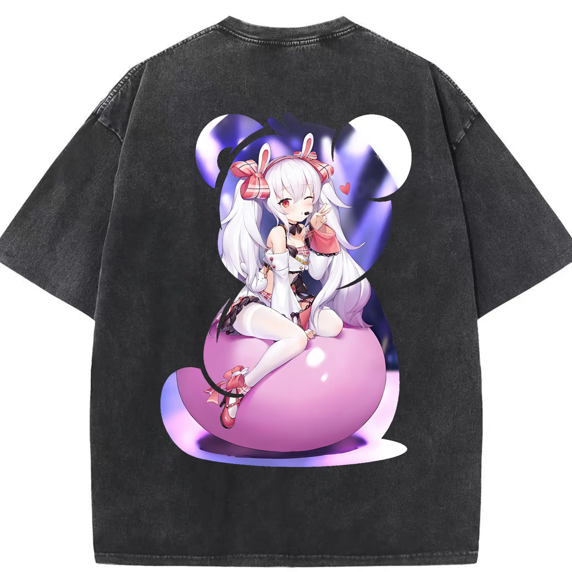 アズールレーン グッズ,ラフィー - 綿100％ ヴィンテージ風 半袖Tシャツ ・ 背面プリント ・ 柔らか肌触り ・ 通気性 快適 ・ スポーツ カジュアル 外出用