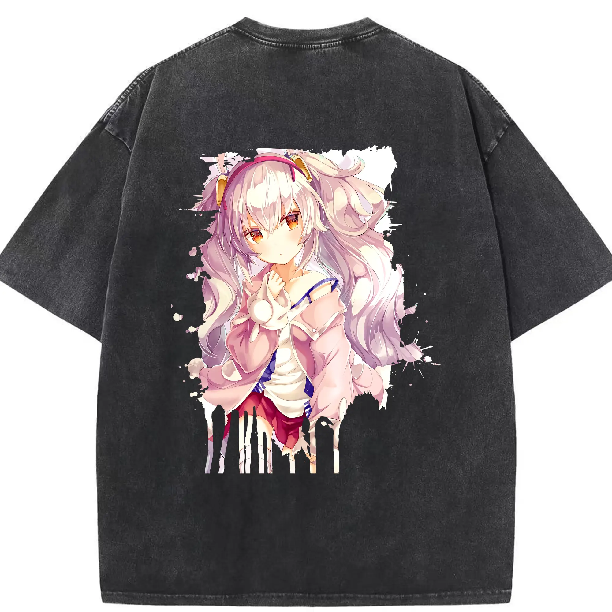 アズールレーン グッズ,ラフィー - 綿100％ ヴィンテージ風 半袖Tシャツ ・ 背面プリント ・ 柔らか肌触り ・ 通気性 快適 ・ スポーツ カジュアル 外出用