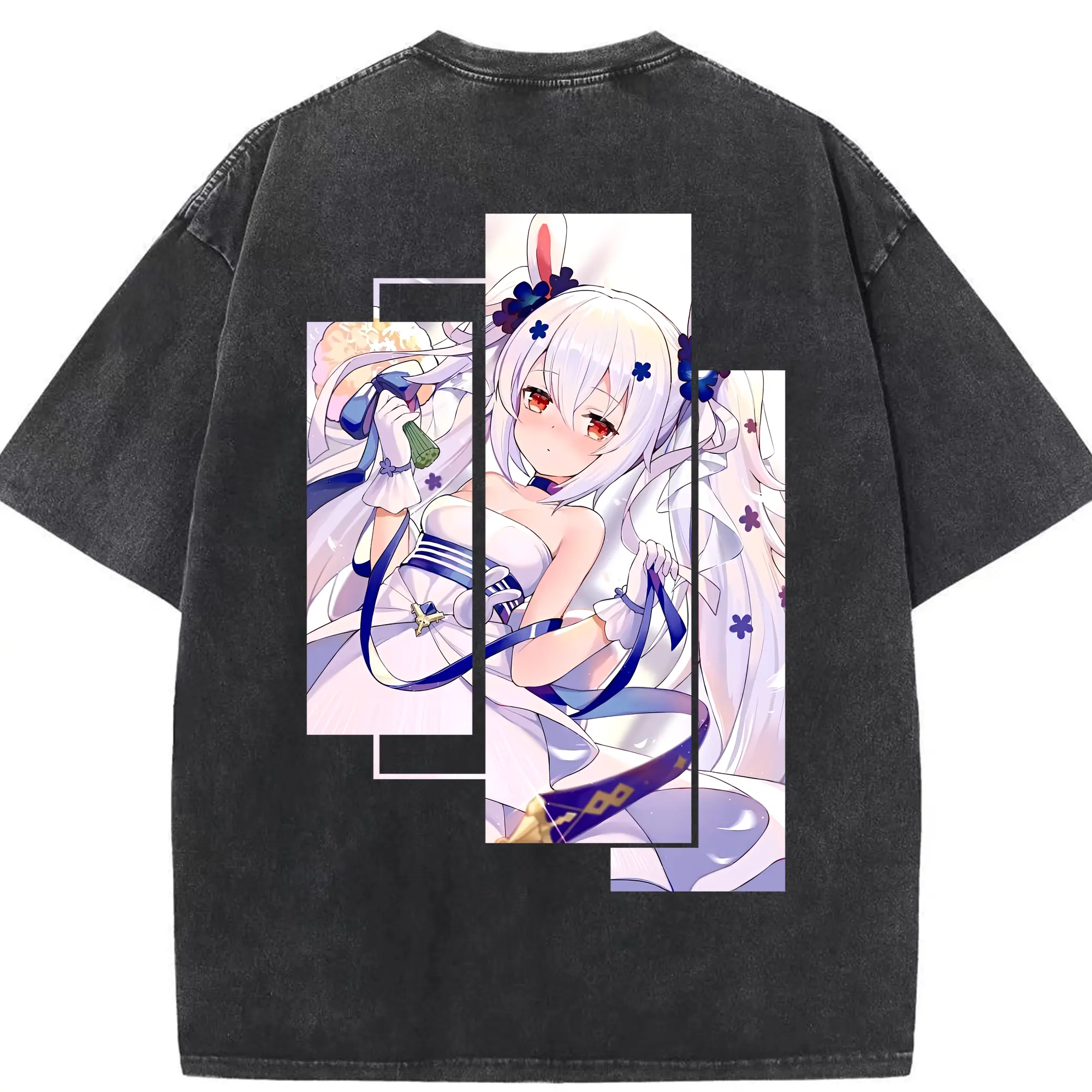 アズールレーン グッズ,ラフィー - 綿100％ ヴィンテージ風 半袖Tシャツ ・ 背面プリント ・ 柔らか肌触り ・ 通気性 快適 ・ スポーツ カジュアル 外出用