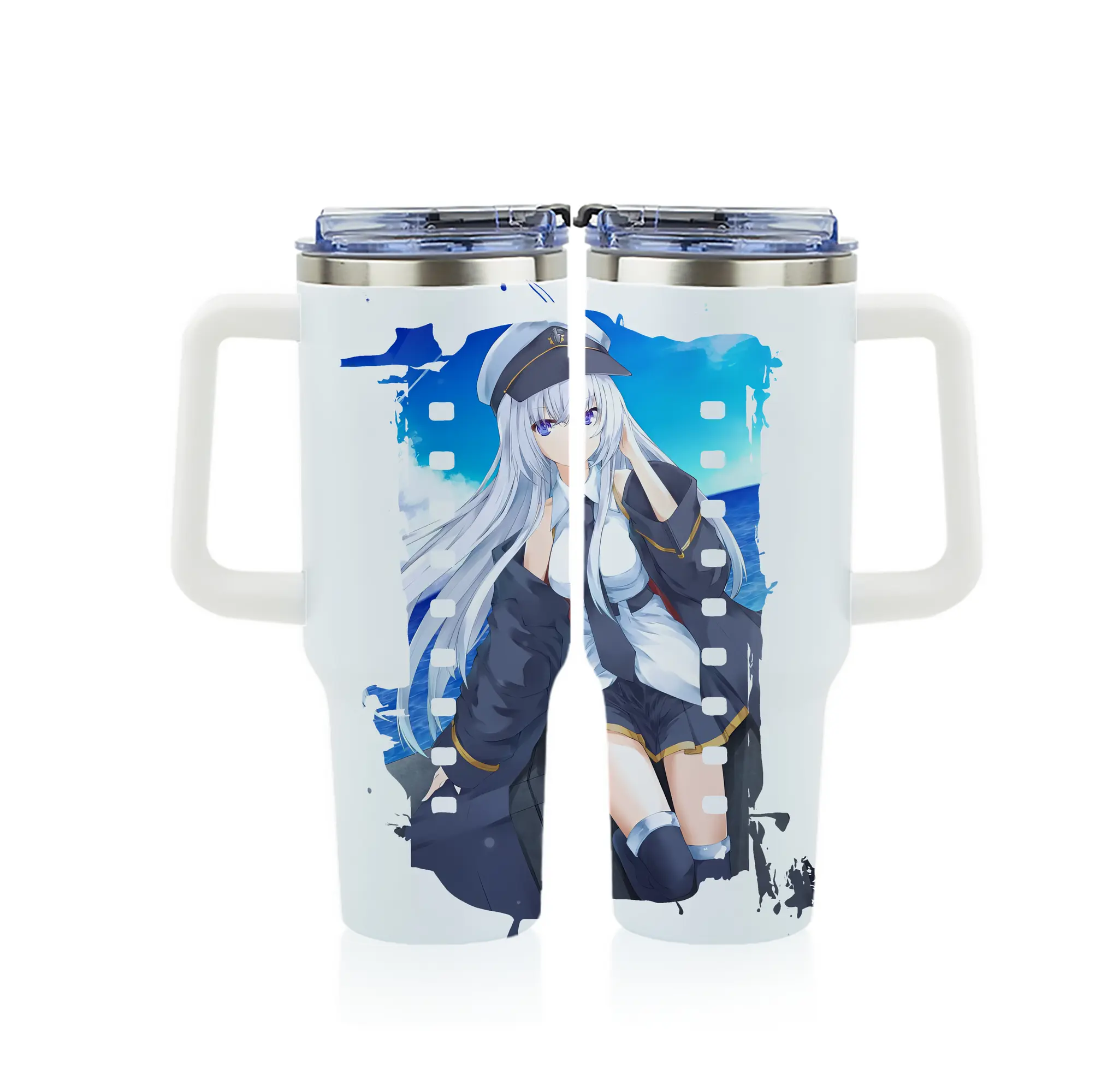 アズールレーン グッズ,エンタープライズ - 1200mL フルプリント車用タンブラー ・ 304ステンレス 内側 ・ 201ステンレス 外側 ・ 保温 保冷 ・ 通勤 ドライブ アウトドア用