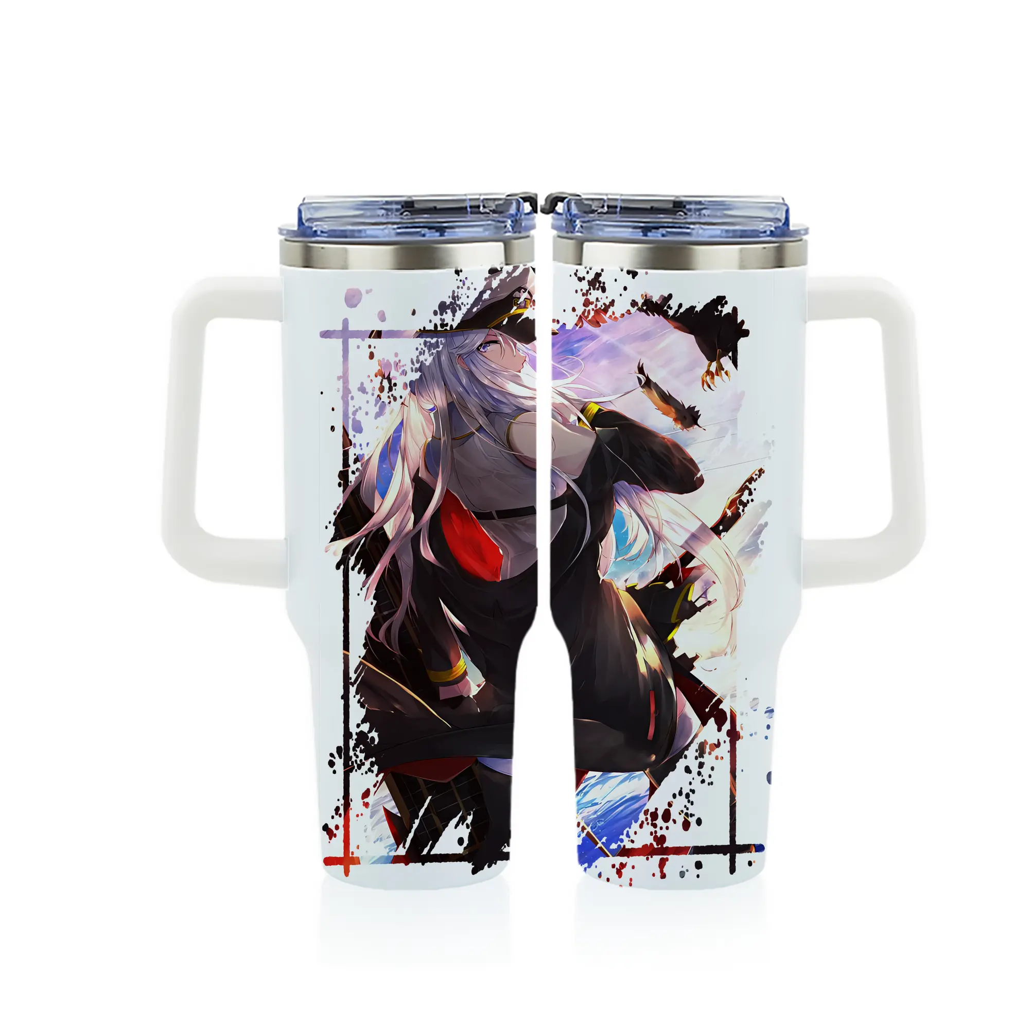 アズールレーン グッズ,エンタープライズ - 1200mL フルプリント車用タンブラー ・ 304ステンレス 内側 ・ 201ステンレス 外側 ・ 保温 保冷 ・ 通勤 ドライブ アウトドア用