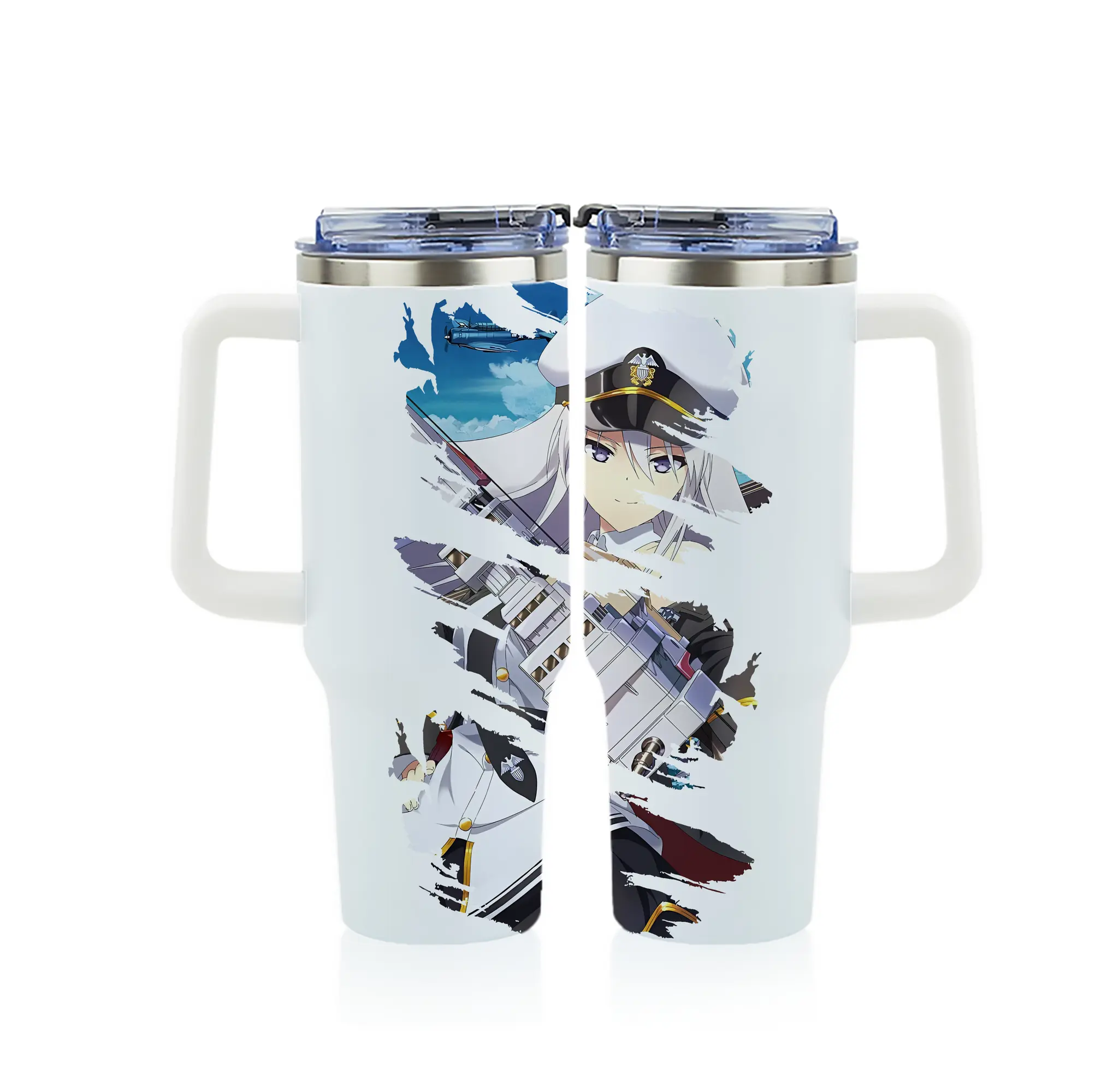 アズールレーン グッズ,エンタープライズ - 1200mL フルプリント車用タンブラー ・ 304ステンレス 内側 ・ 201ステンレス 外側 ・ 保温 保冷 ・ 通勤 ドライブ アウトドア用