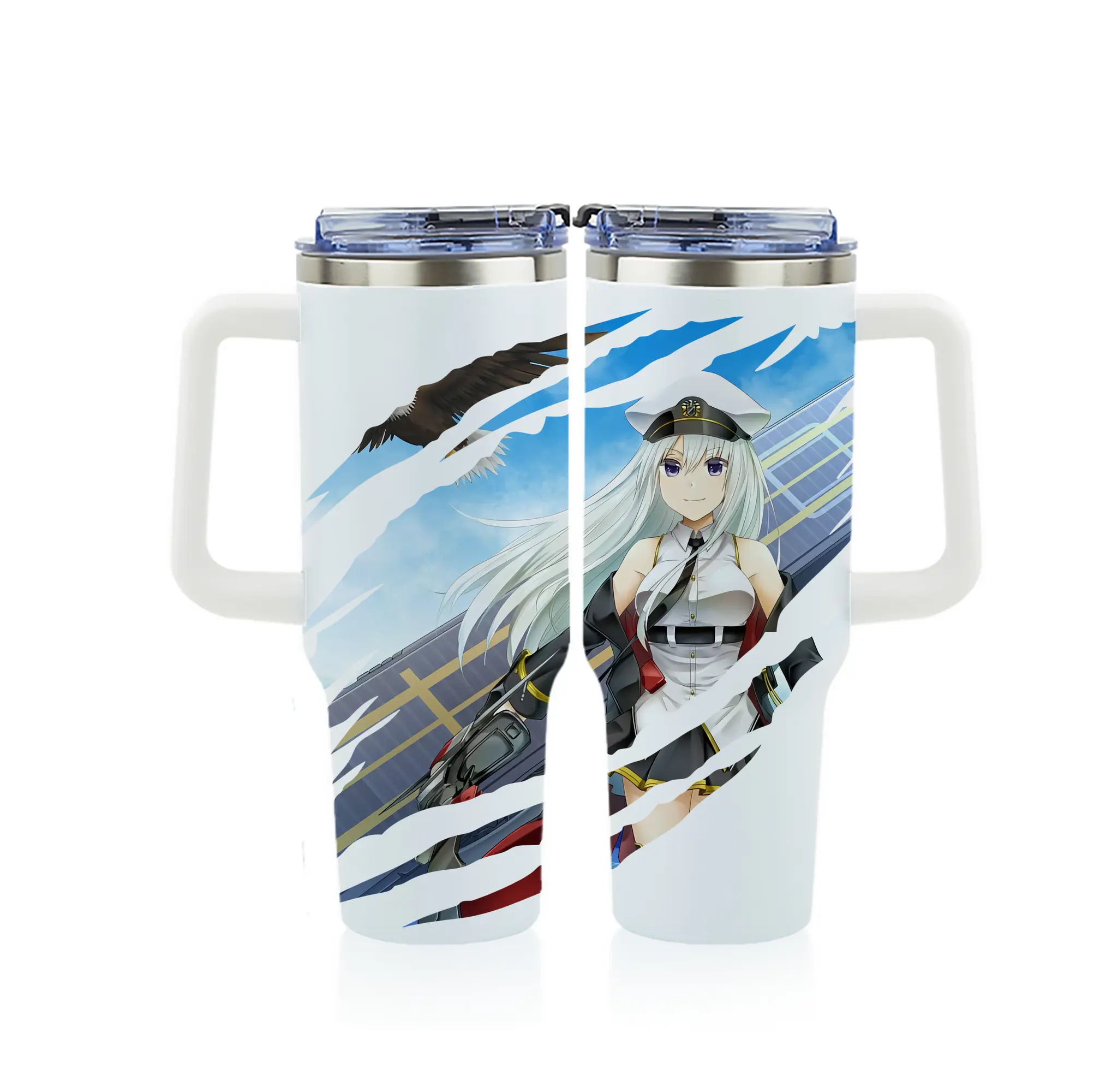 アズールレーン グッズ,エンタープライズ - 1200mL フルプリント車用タンブラー ・ 304ステンレス 内側 ・ 201ステンレス 外側 ・ 保温 保冷 ・ 通勤 ドライブ アウトドア用
