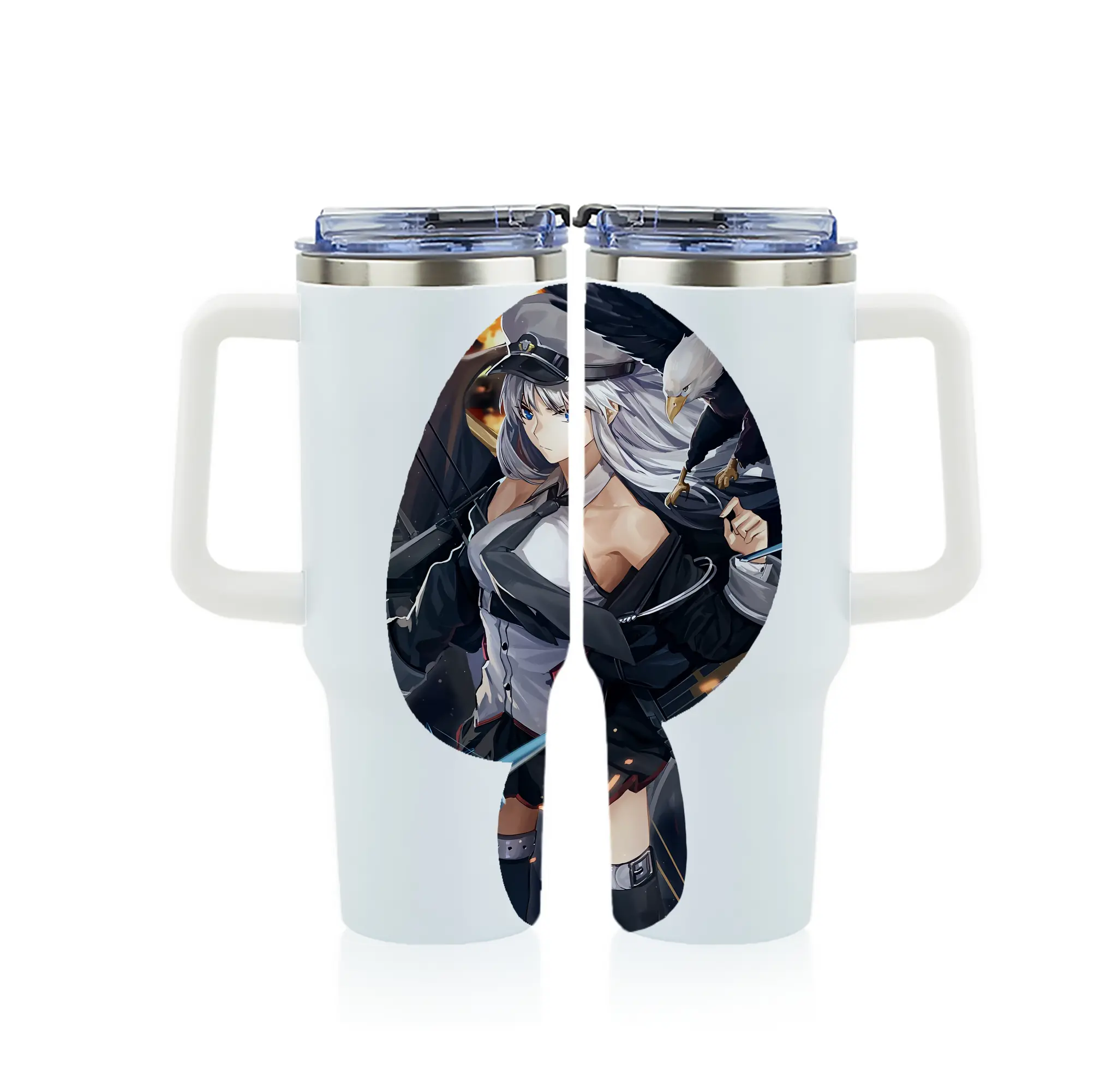 アズールレーン グッズ,エンタープライズ - 1200mL フルプリント車用タンブラー ・ 304ステンレス 内側 ・ 201ステンレス 外側 ・ 保温 保冷 ・ 通勤 ドライブ アウトドア用