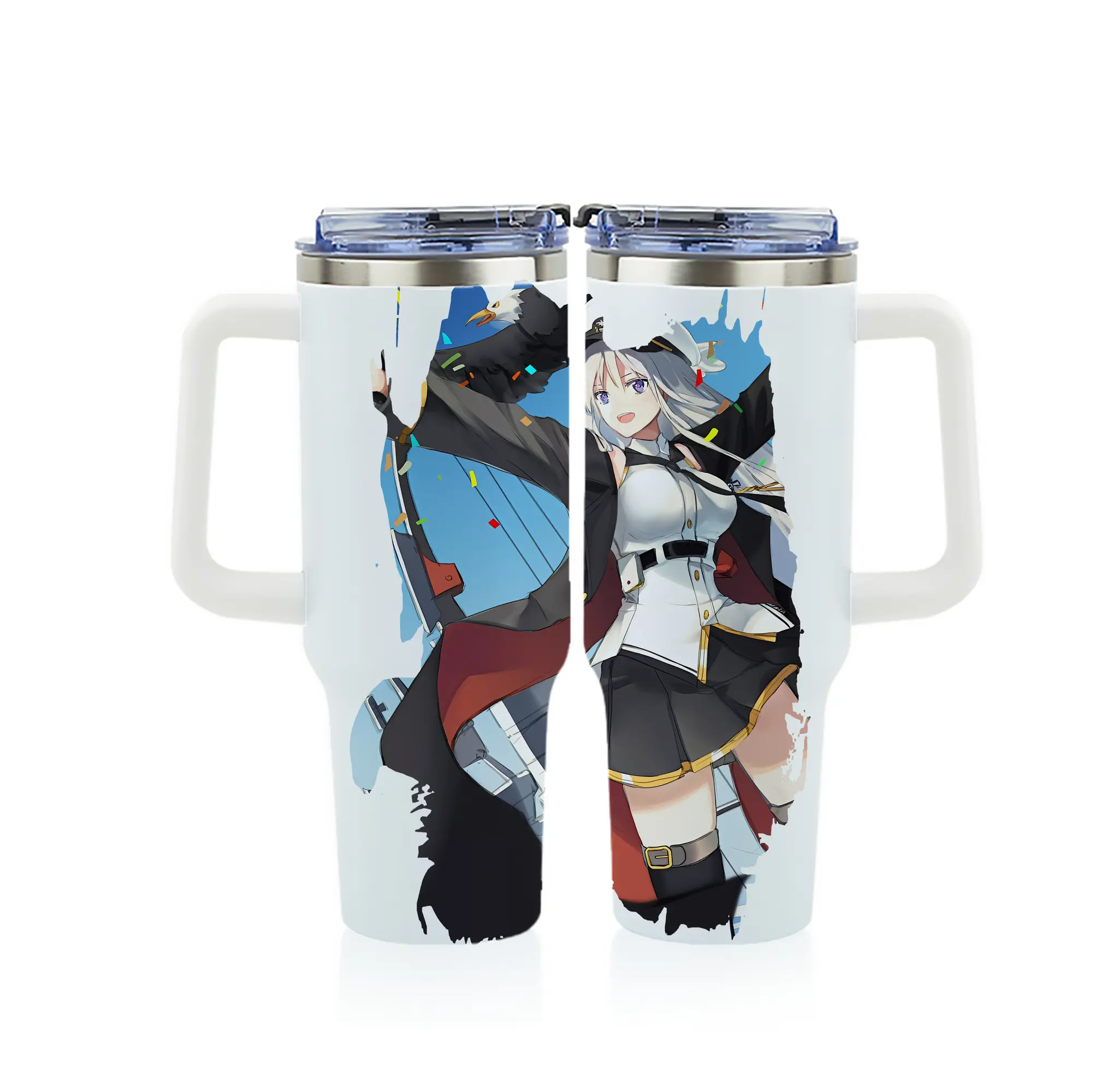 アズールレーン グッズ,エンタープライズ - 1200mL フルプリント車用タンブラー ・ 304ステンレス 内側 ・ 201ステンレス 外側 ・ 保温 保冷 ・ 通勤 ドライブ アウトドア用