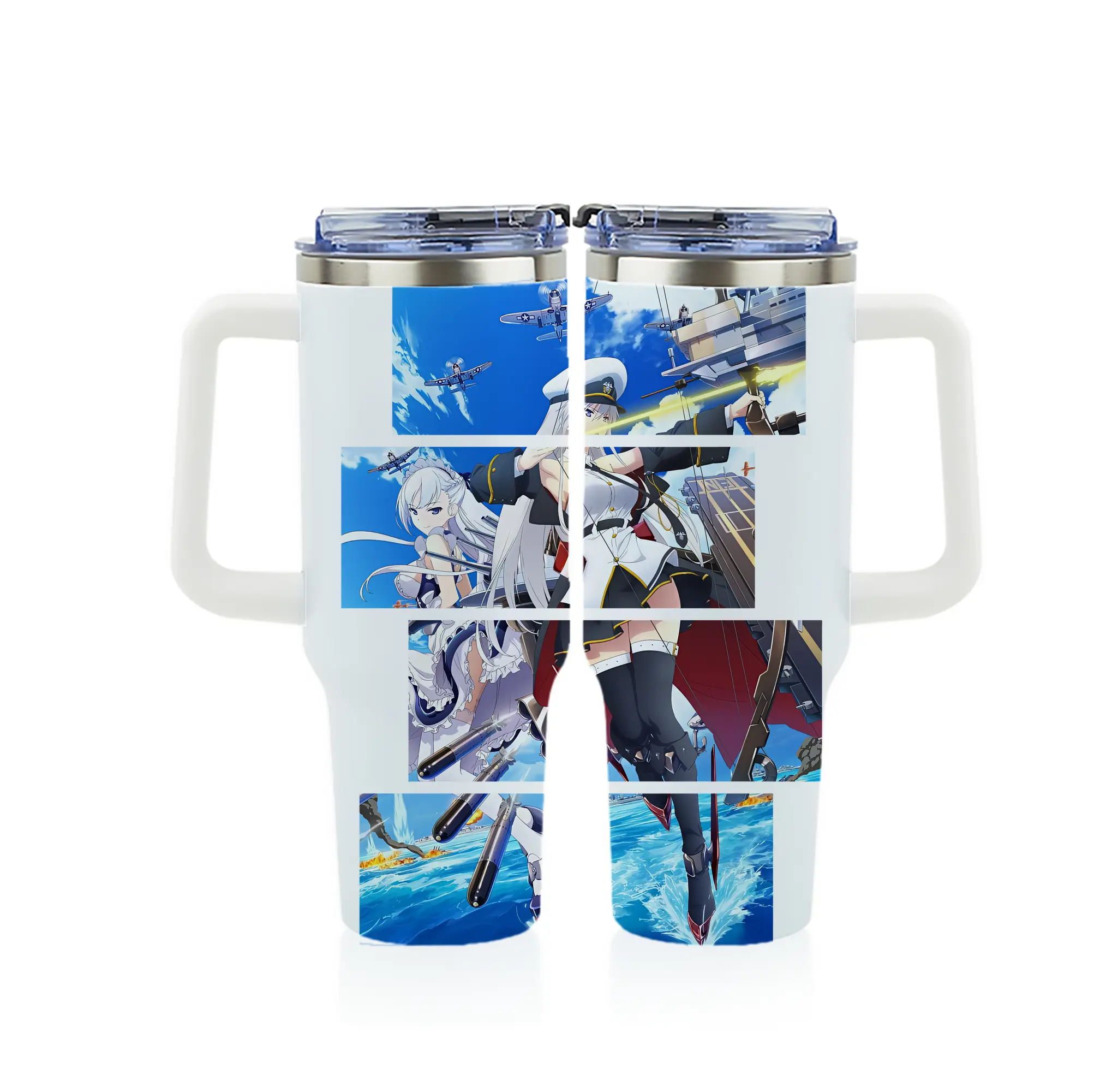 アズールレーン グッズ,エンタープライズ - 1200mL フルプリント車用タンブラー ・ 304ステンレス 内側 ・ 201ステンレス 外側 ・ 保温 保冷 ・ 通勤 ドライブ アウトドア用