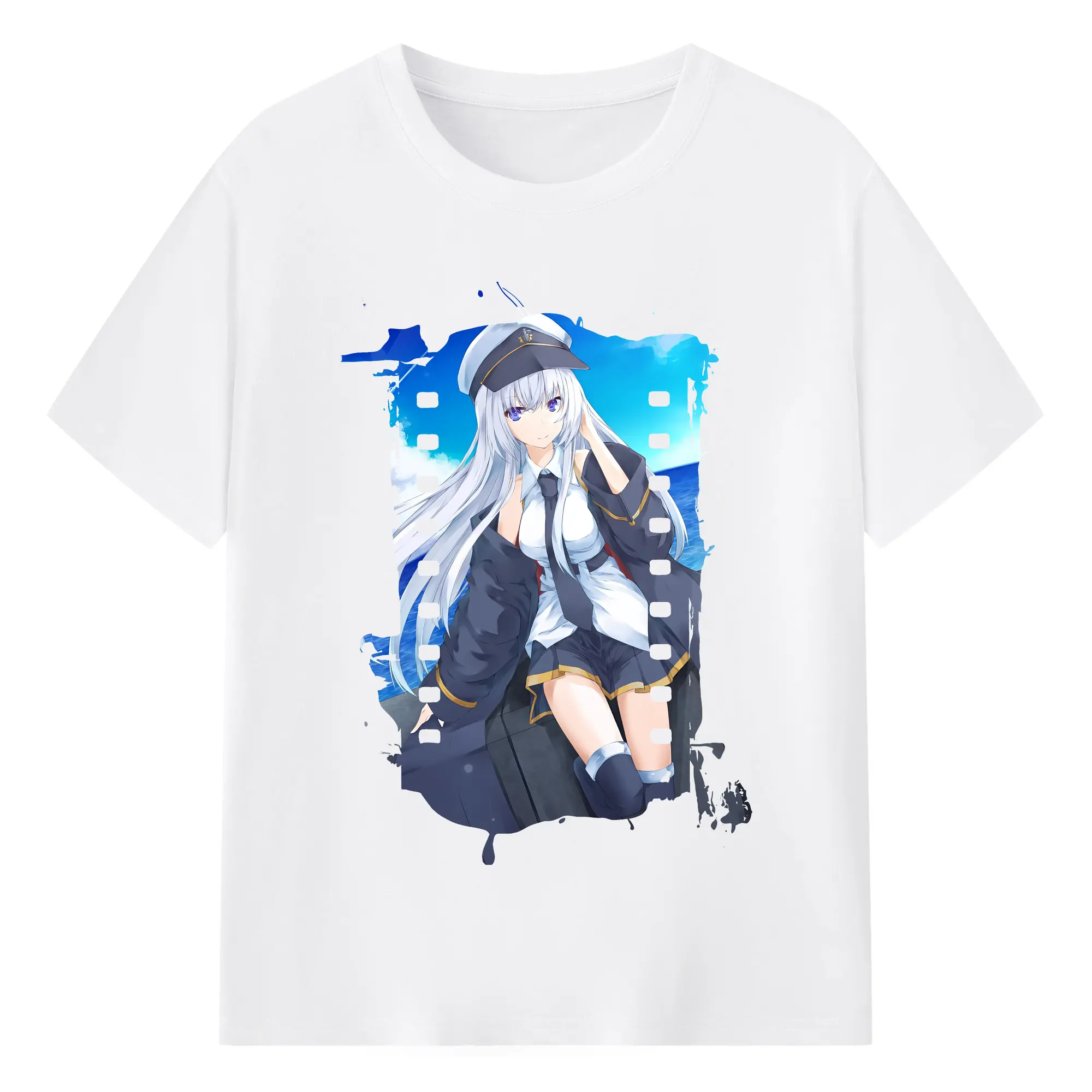 アズールレーン グッズ,エンタープライズ - 綿100％ 半袖Tシャツ ・ フロントプリント ・ 快適 通気性 ・ 日常使い 散歩 スポーツ用