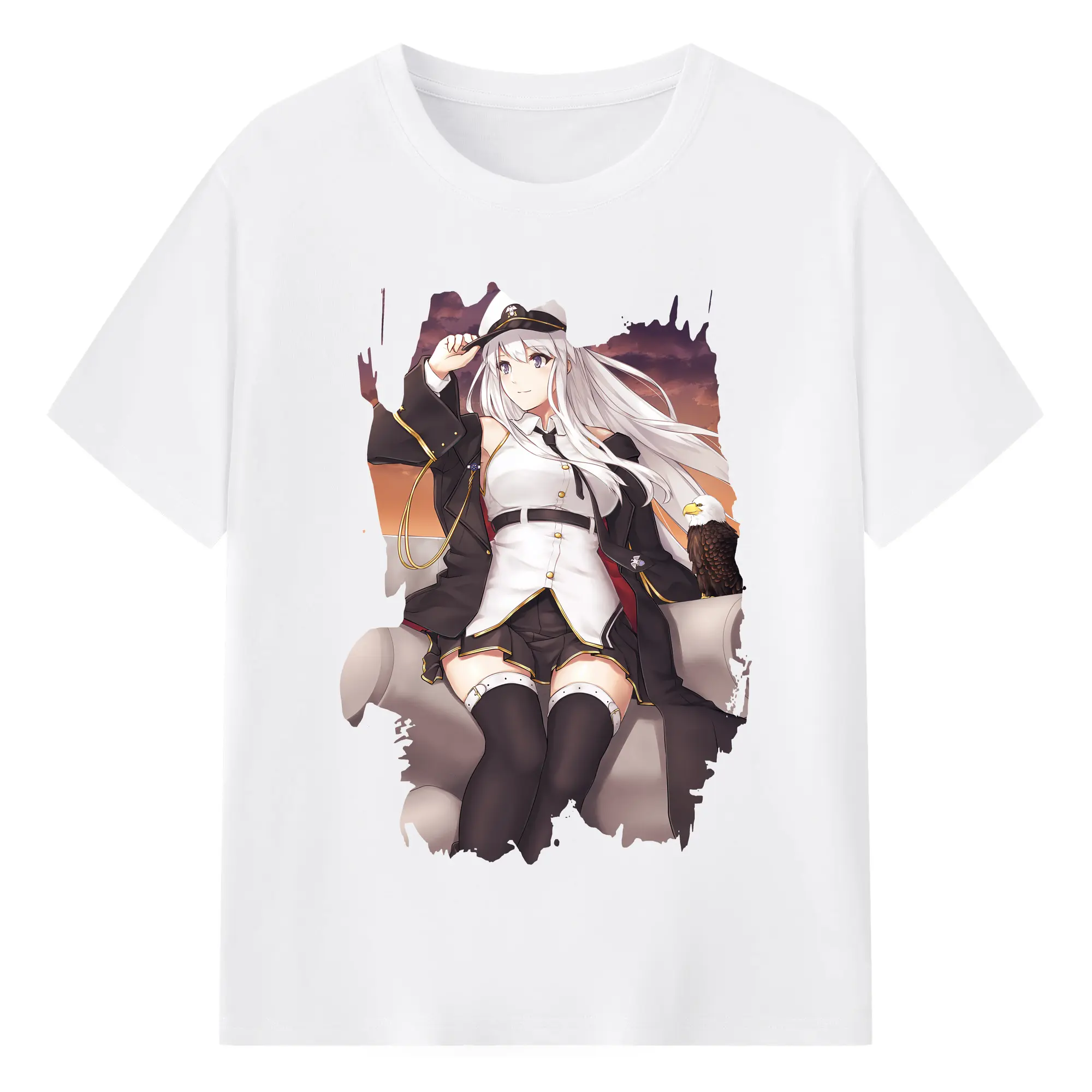アズールレーン グッズ,エンタープライズ - 綿100％ 半袖Tシャツ ・ フロントプリント ・ 快適 通気性 ・ 日常使い 散歩 スポーツ用