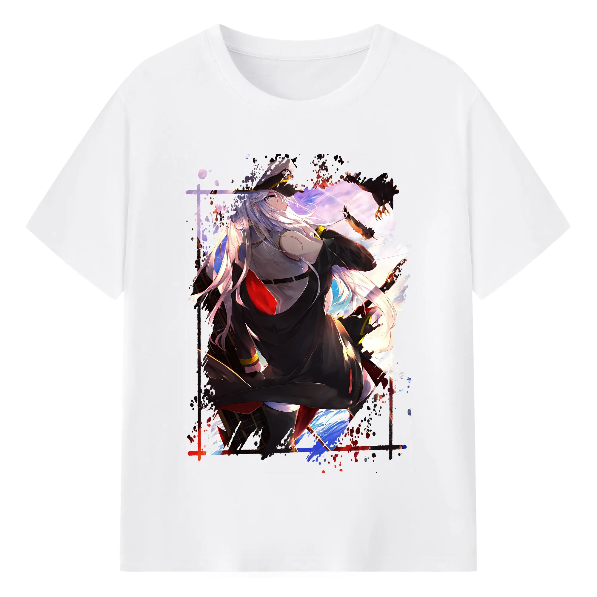 アズールレーン グッズ,エンタープライズ - 綿100％ 半袖Tシャツ ・ フロントプリント ・ 快適 通気性 ・ 日常使い 散歩 スポーツ用