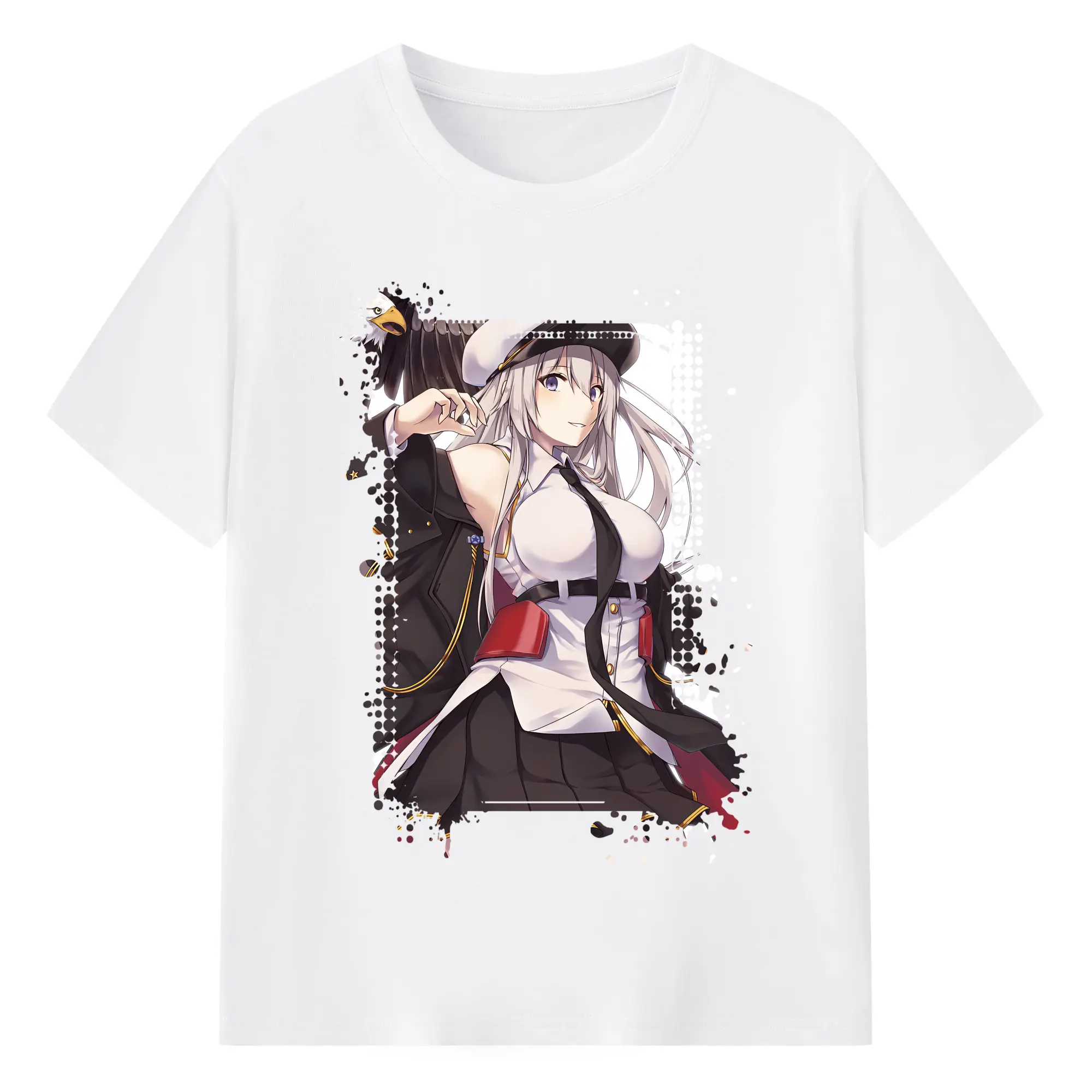 アズールレーン グッズ,エンタープライズ - 綿100％ 半袖Tシャツ ・ フロントプリント ・ 快適 通気性 ・ 日常使い 散歩 スポーツ用