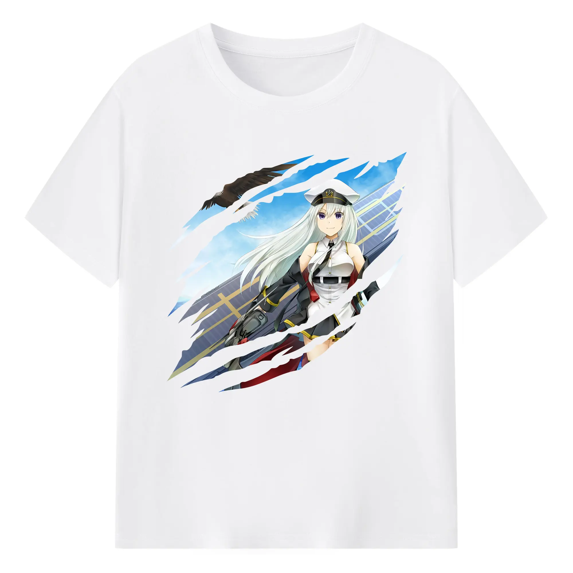 アズールレーン グッズ,エンタープライズ - 綿100％ 半袖Tシャツ ・ フロントプリント ・ 快適 通気性 ・ 日常使い 散歩 スポーツ用