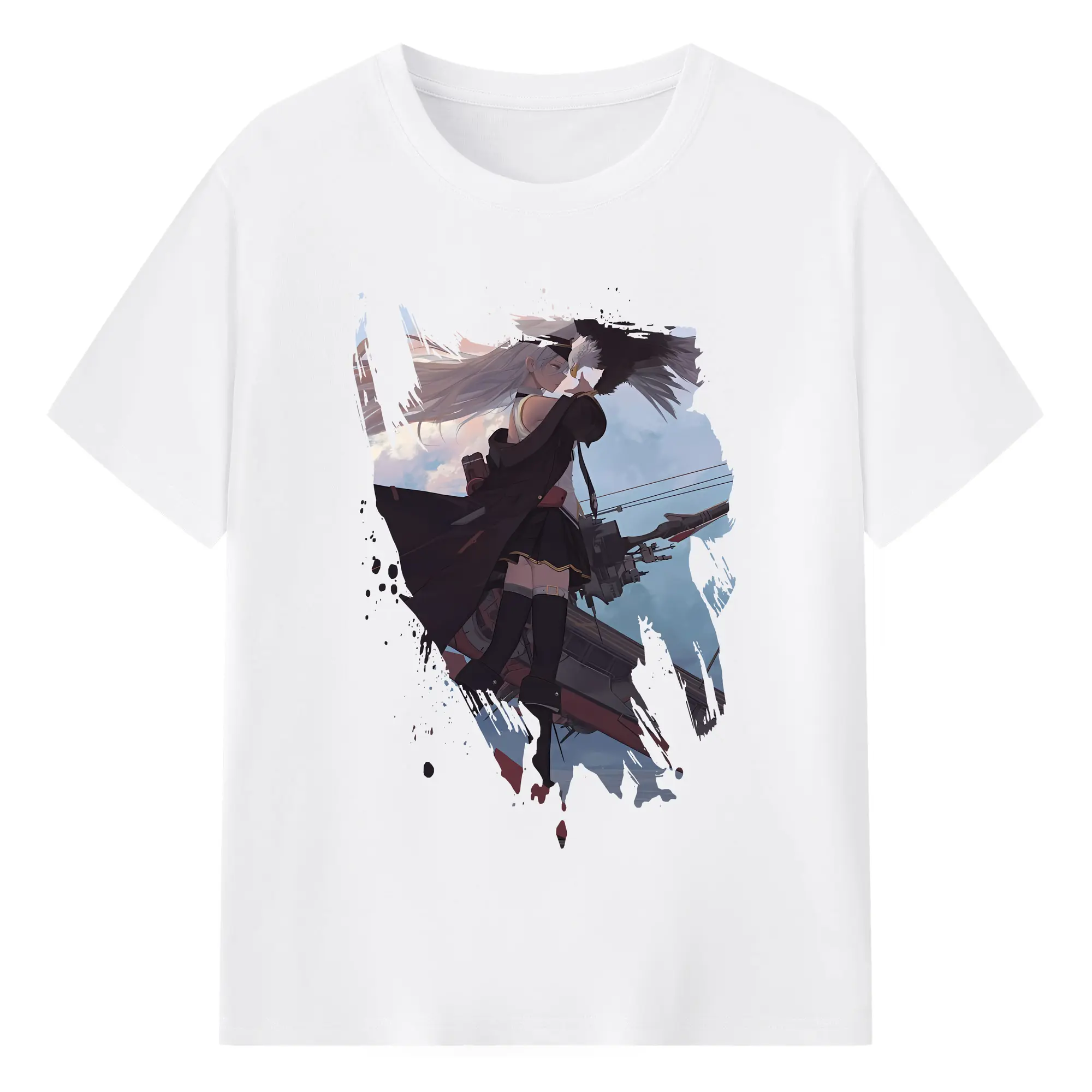 アズールレーン グッズ,エンタープライズ - 綿100％ 半袖Tシャツ ・ フロントプリント ・ 快適 通気性 ・ 日常使い 散歩 スポーツ用