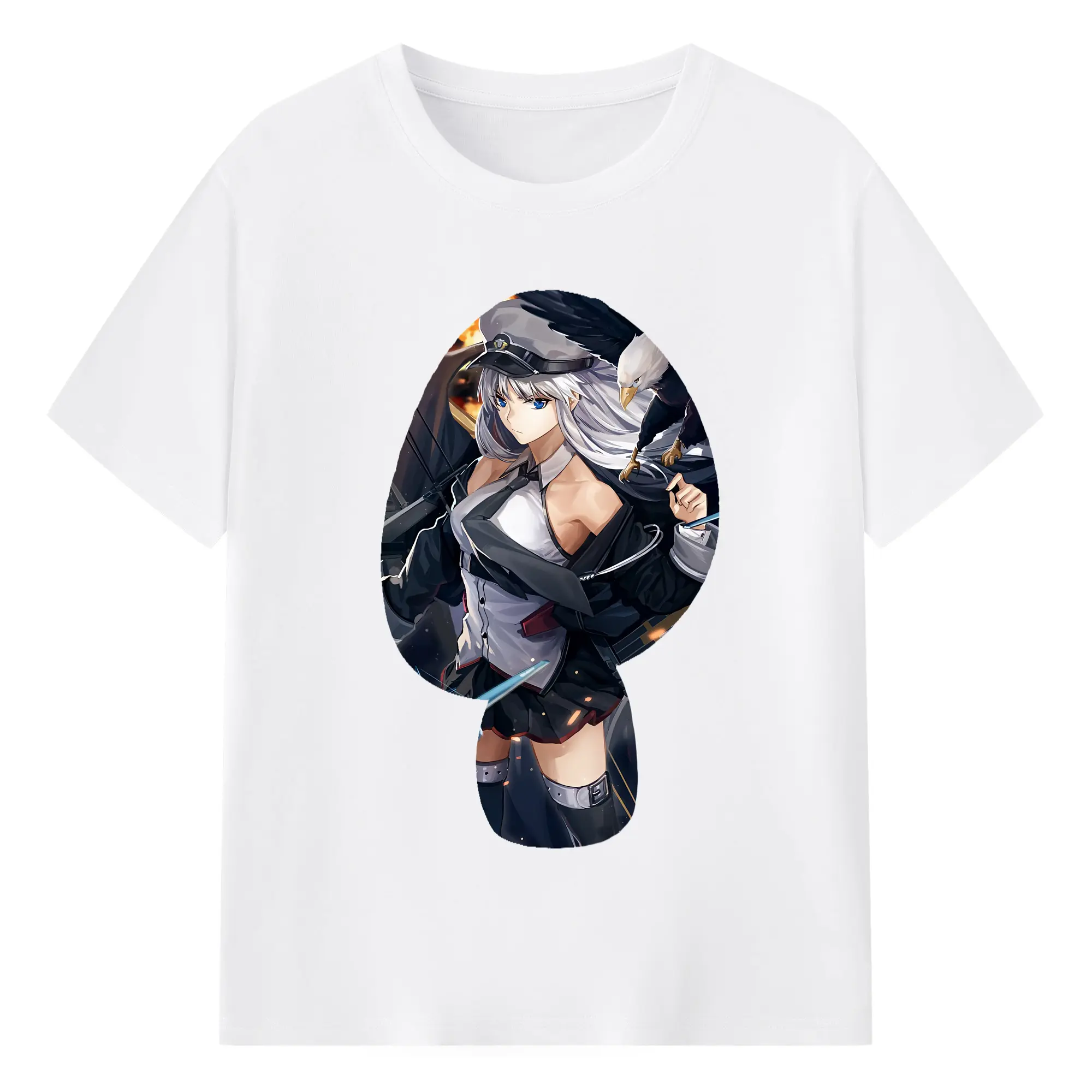 アズールレーン グッズ,エンタープライズ - 綿100％ 半袖Tシャツ ・ フロントプリント ・ 快適 通気性 ・ 日常使い 散歩 スポーツ用