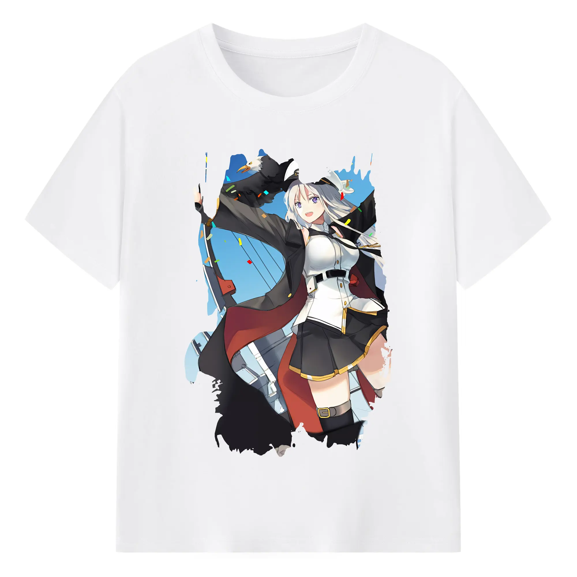 アズールレーン グッズ,エンタープライズ - 綿100％ 半袖Tシャツ ・ フロントプリント ・ 快適 通気性 ・ 日常使い 散歩 スポーツ用