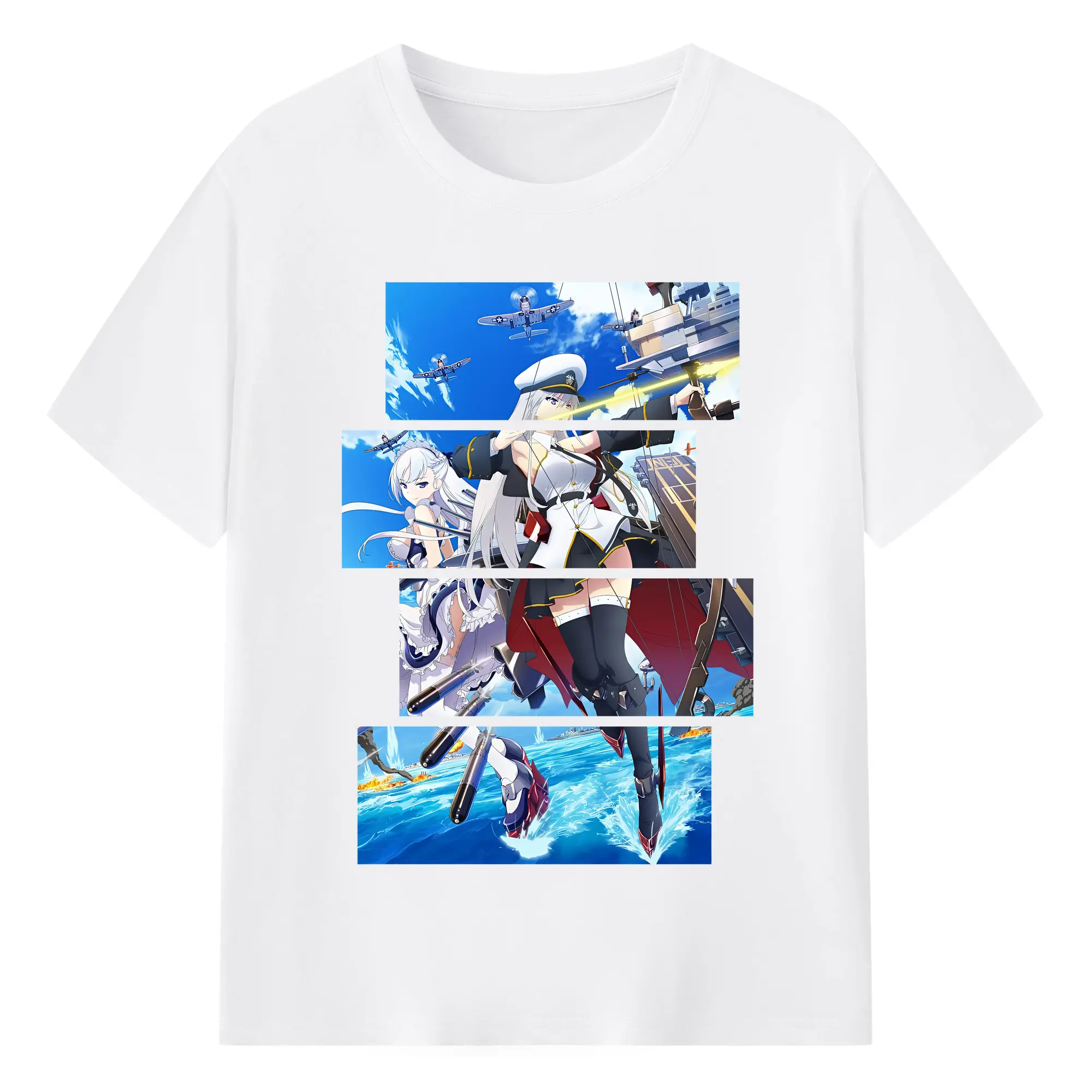 アズールレーン グッズ,エンタープライズ - 綿100％ 半袖Tシャツ ・ フロントプリント ・ 快適 通気性 ・ 日常使い 散歩 スポーツ用
