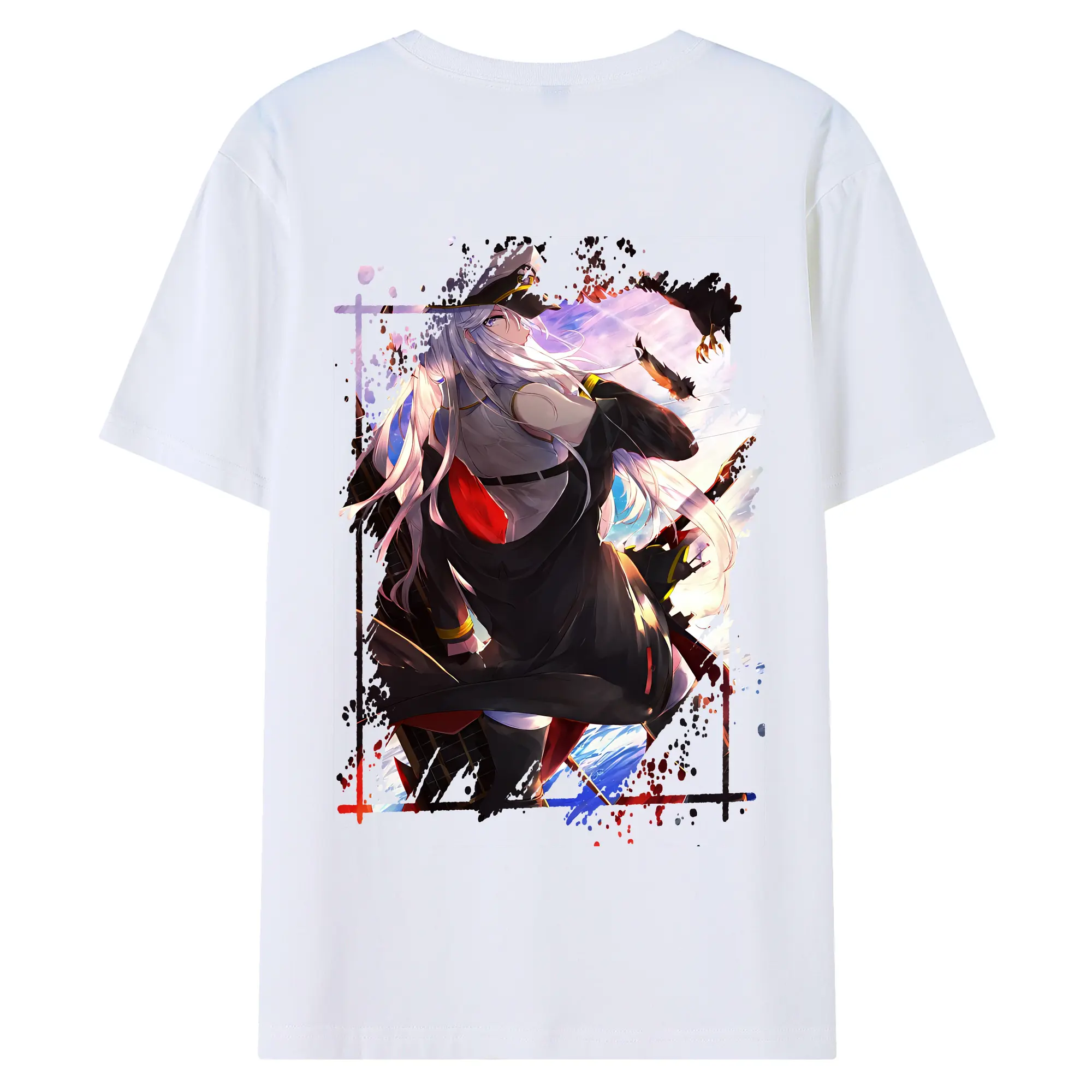 アズールレーン グッズ,エンタープライズ - 綿100％ 半袖Tシャツ ・ バックプリント ・ 快適 通気性 ・ 日常使い 散歩 スポーツ用