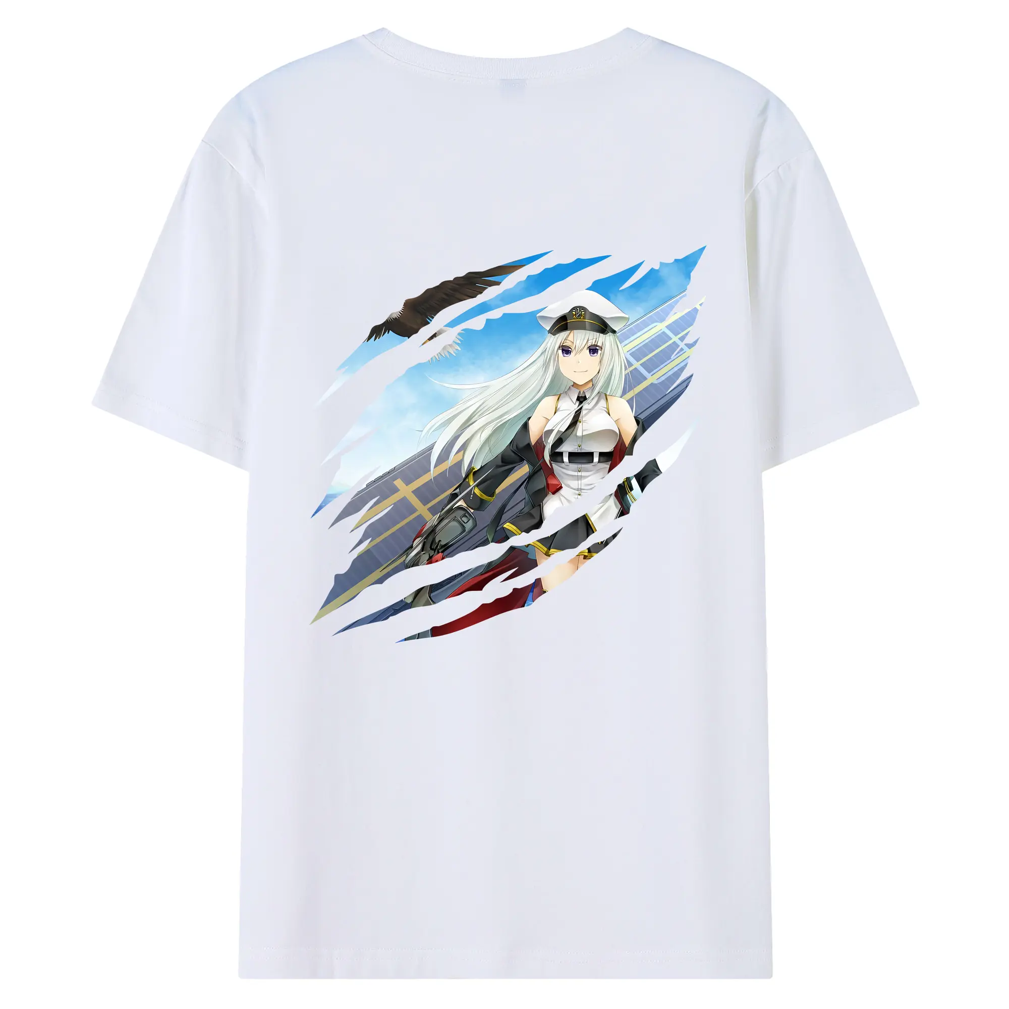アズールレーン グッズ,エンタープライズ - 綿100％ 半袖Tシャツ ・ バックプリント ・ 快適 通気性 ・ 日常使い 散歩 スポーツ用