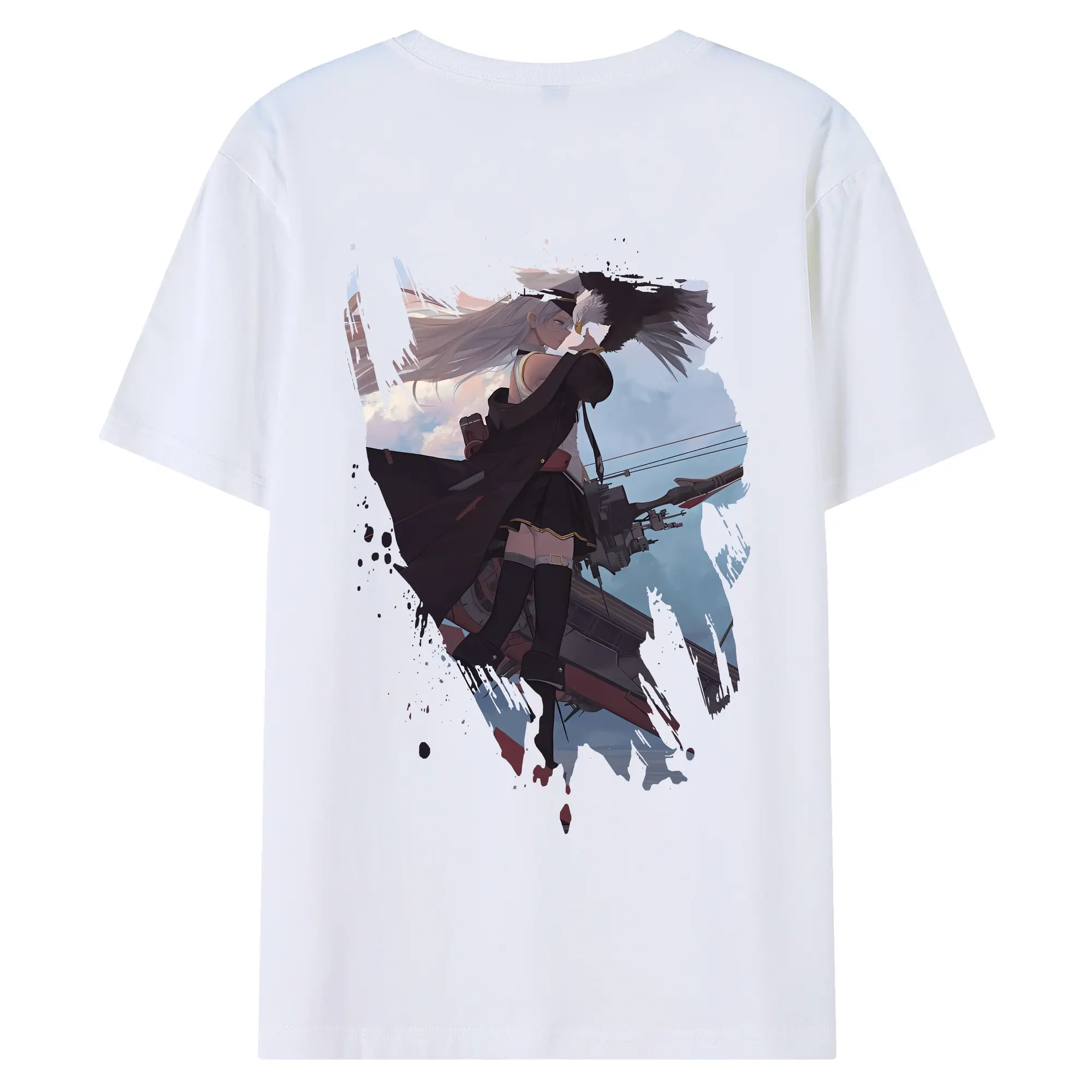 アズールレーン グッズ,エンタープライズ - 綿100％ 半袖Tシャツ ・ バックプリント ・ 快適 通気性 ・ 日常使い 散歩 スポーツ用