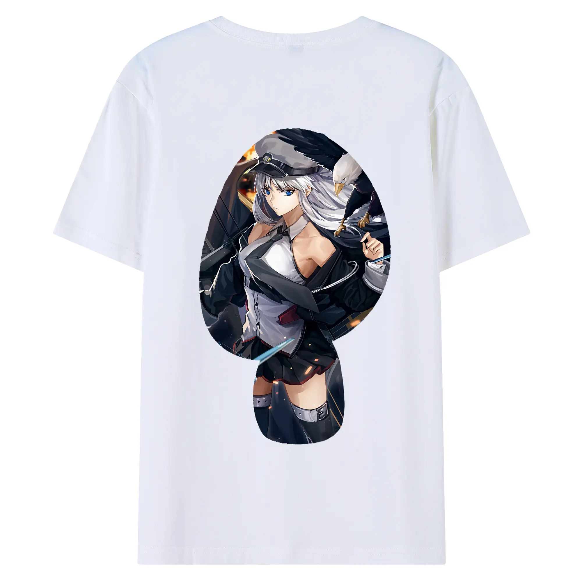 アズールレーン グッズ,エンタープライズ - 綿100％ 半袖Tシャツ ・ バックプリント ・ 快適 通気性 ・ 日常使い 散歩 スポーツ用