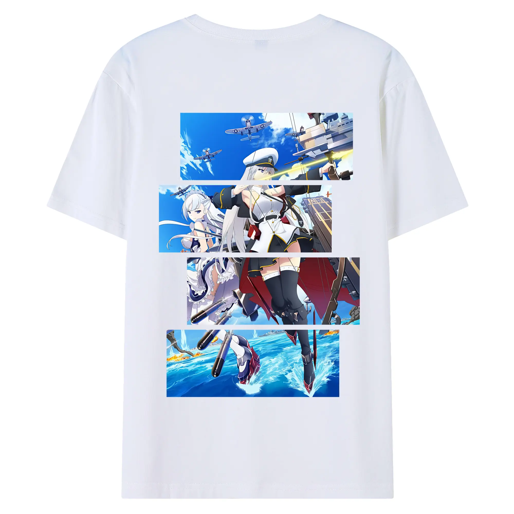 アズールレーン グッズ,エンタープライズ - 綿100％ 半袖Tシャツ ・ バックプリント ・ 快適 通気性 ・ 日常使い 散歩 スポーツ用