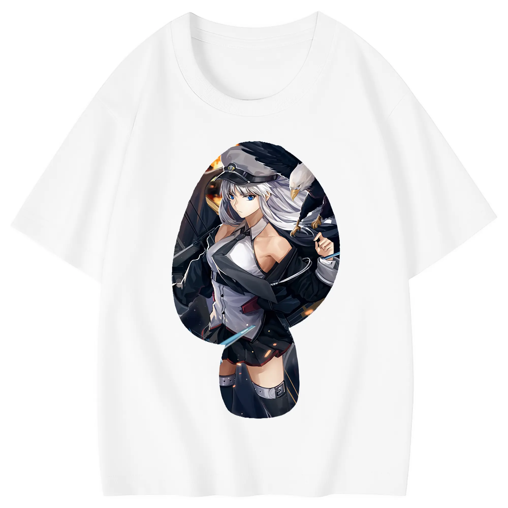 アズールレーン グッズ,エンタープライズ - 綿100％ キッズTシャツ ・ フロントプリント ・ 快適 通気性 ・ スポーツ カジュアル 散歩用
