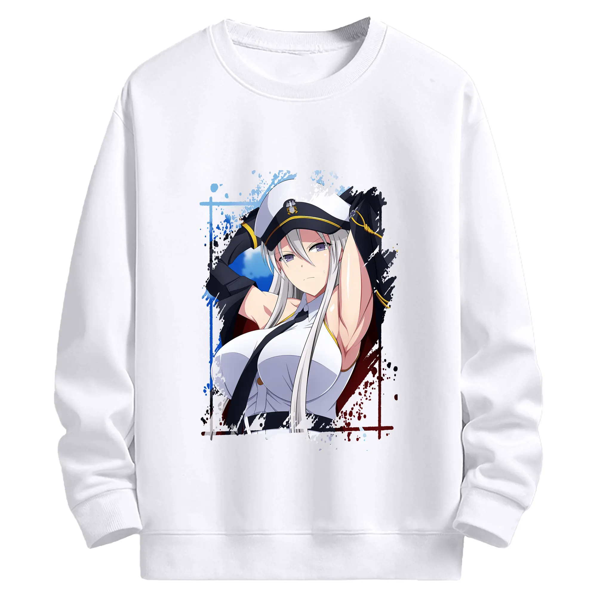 アズールレーン グッズ,エンタープライズ - 高品質 クルーネック スウェット ・ コットン59％ ポリエステル41％ ・ ユニセックス 長袖 トレーナー ・ カジュアル デイリー スポーツ 散歩用