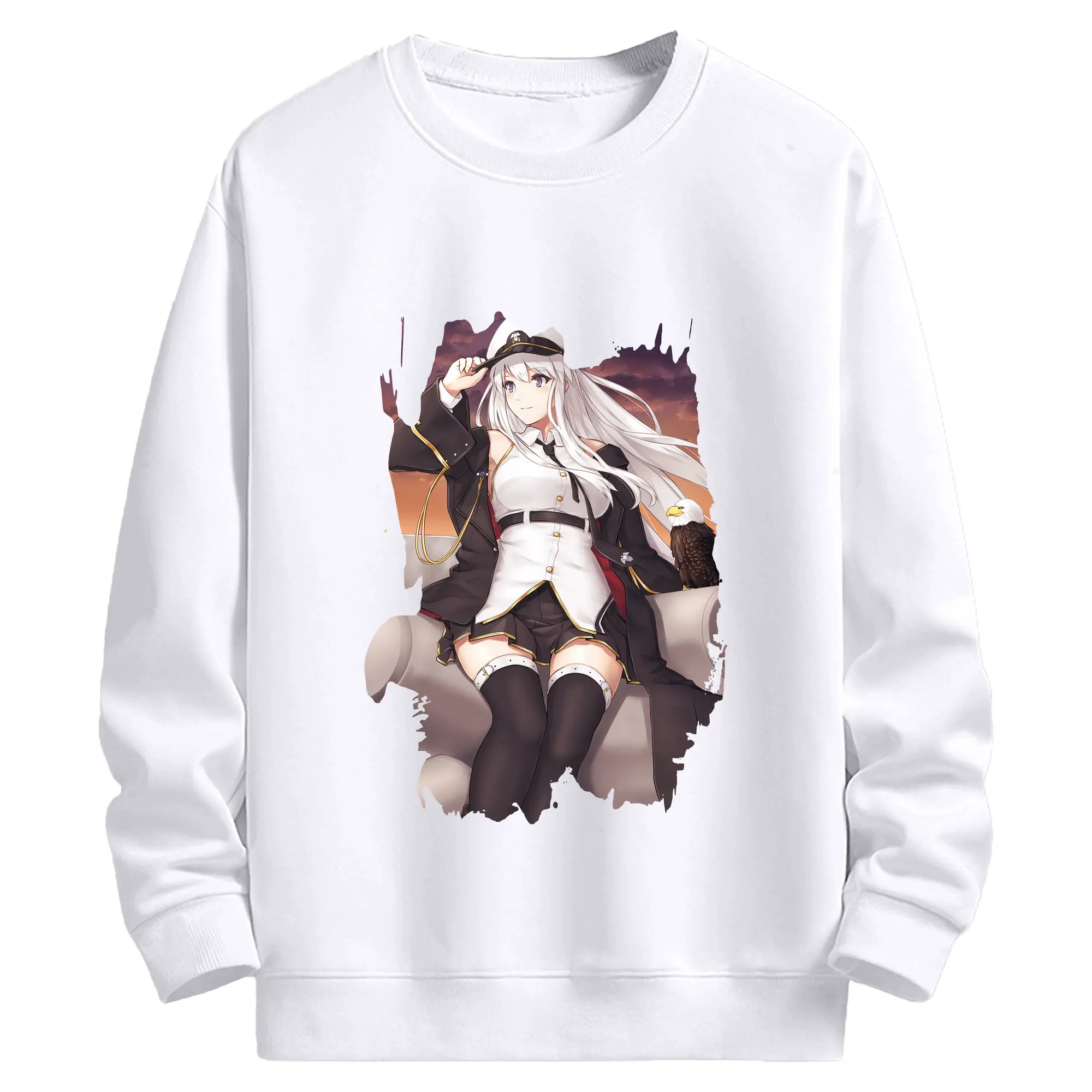 アズールレーン グッズ,エンタープライズ - 高品質 クルーネック スウェット ・ コットン59％ ポリエステル41％ ・ ユニセックス 長袖 トレーナー ・ カジュアル デイリー スポーツ 散歩用