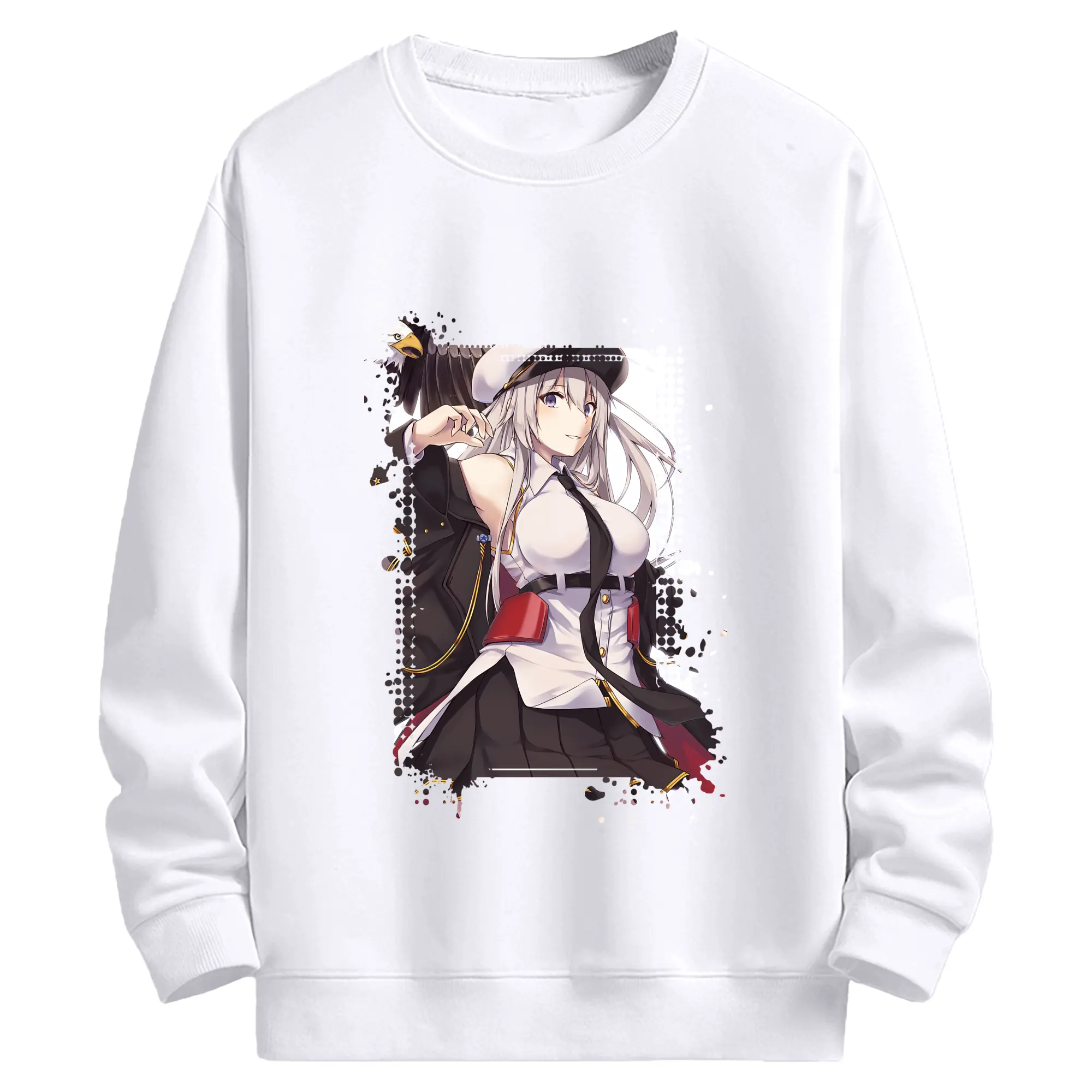 アズールレーン グッズ,エンタープライズ - 高品質 クルーネック スウェット ・ コットン59％ ポリエステル41％ ・ ユニセックス 長袖 トレーナー ・ カジュアル デイリー スポーツ 散歩用