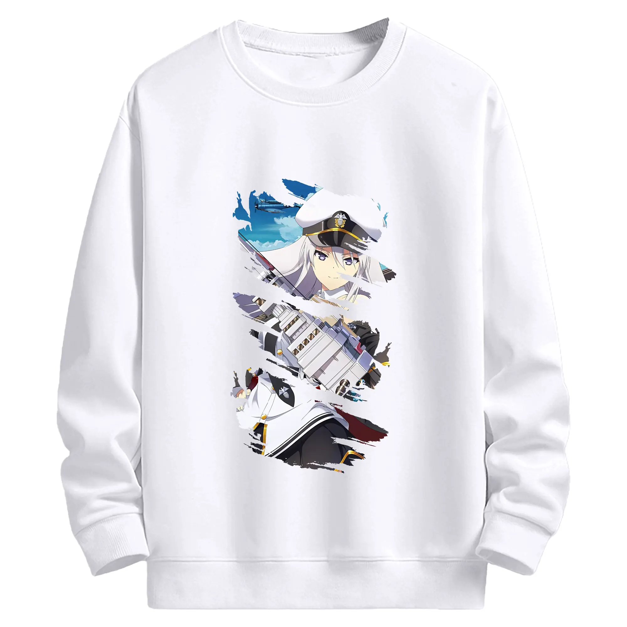 アズールレーン グッズ,エンタープライズ - 高品質 クルーネック スウェット ・ コットン59％ ポリエステル41％ ・ ユニセックス 長袖 トレーナー ・ カジュアル デイリー スポーツ 散歩用