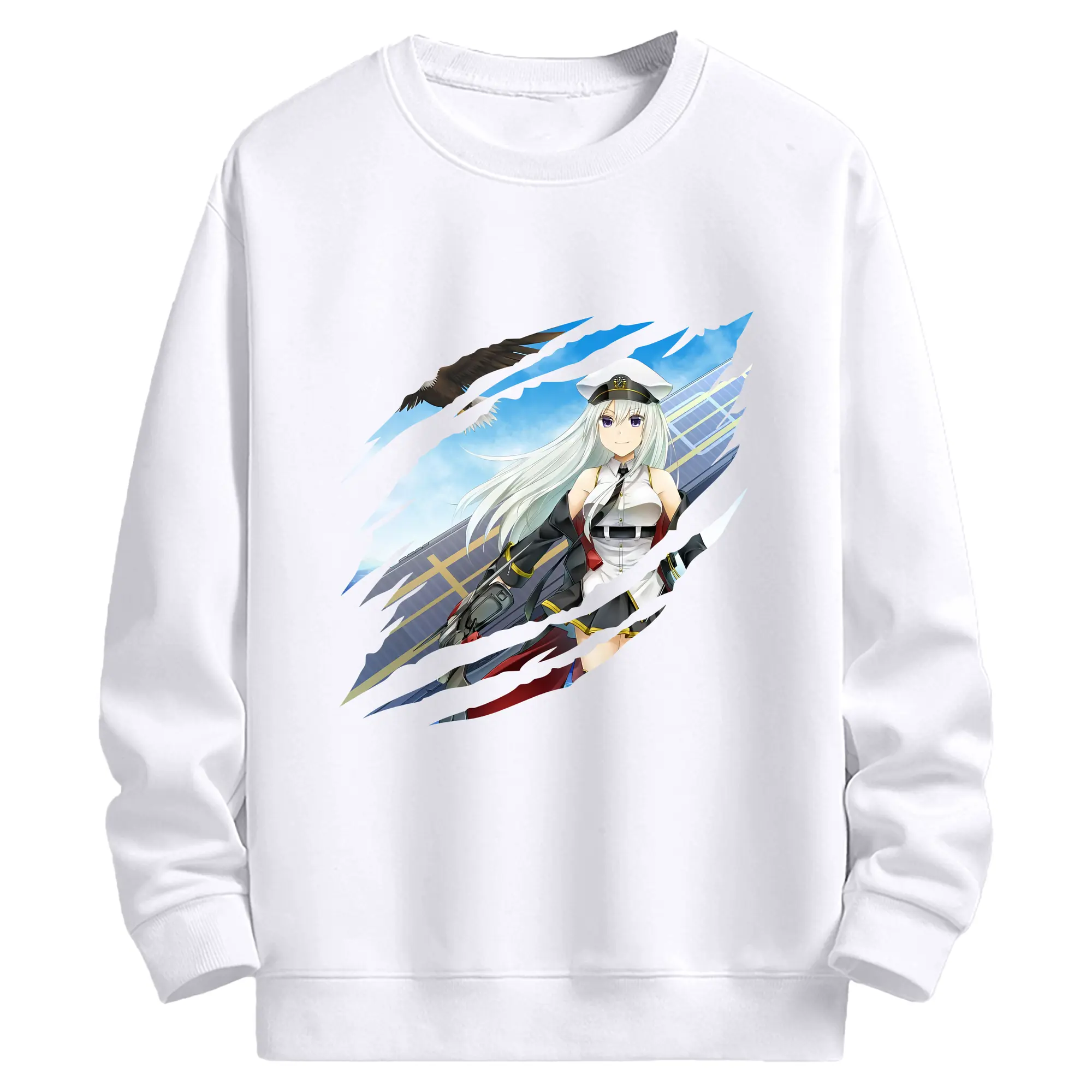 アズールレーン グッズ,エンタープライズ - 高品質 クルーネック スウェット ・ コットン59％ ポリエステル41％ ・ ユニセックス 長袖 トレーナー ・ カジュアル デイリー スポーツ 散歩用