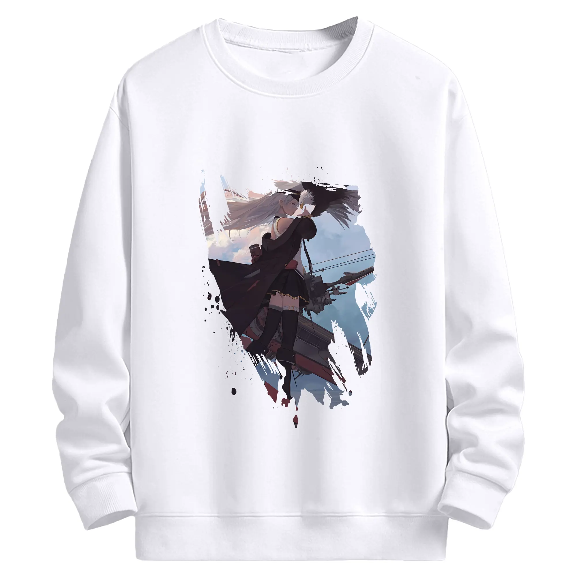 アズールレーン グッズ,エンタープライズ - 高品質 クルーネック スウェット ・ コットン59％ ポリエステル41％ ・ ユニセックス 長袖 トレーナー ・ カジュアル デイリー スポーツ 散歩用