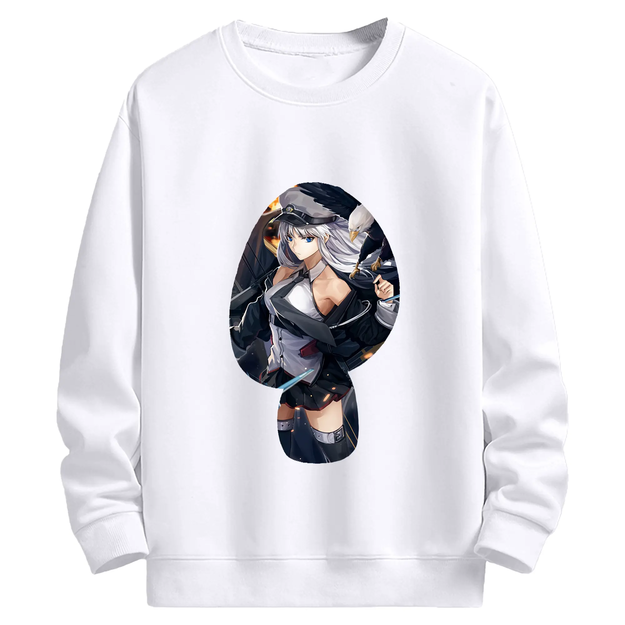 アズールレーン グッズ,エンタープライズ - 高品質 クルーネック スウェット ・ コットン59％ ポリエステル41％ ・ ユニセックス 長袖 トレーナー ・ カジュアル デイリー スポーツ 散歩用