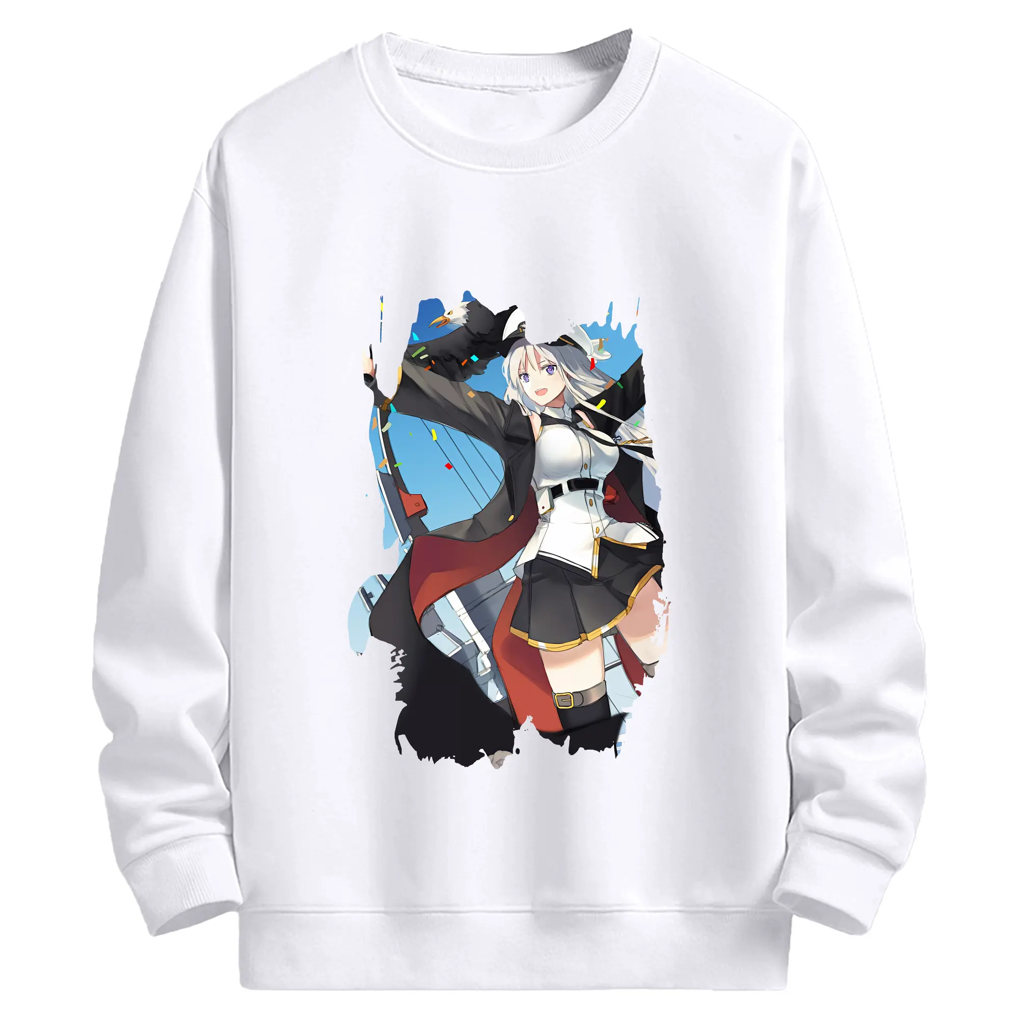 アズールレーン グッズ,エンタープライズ - 高品質 クルーネック スウェット ・ コットン59％ ポリエステル41％ ・ ユニセックス 長袖 トレーナー ・ カジュアル デイリー スポーツ 散歩用