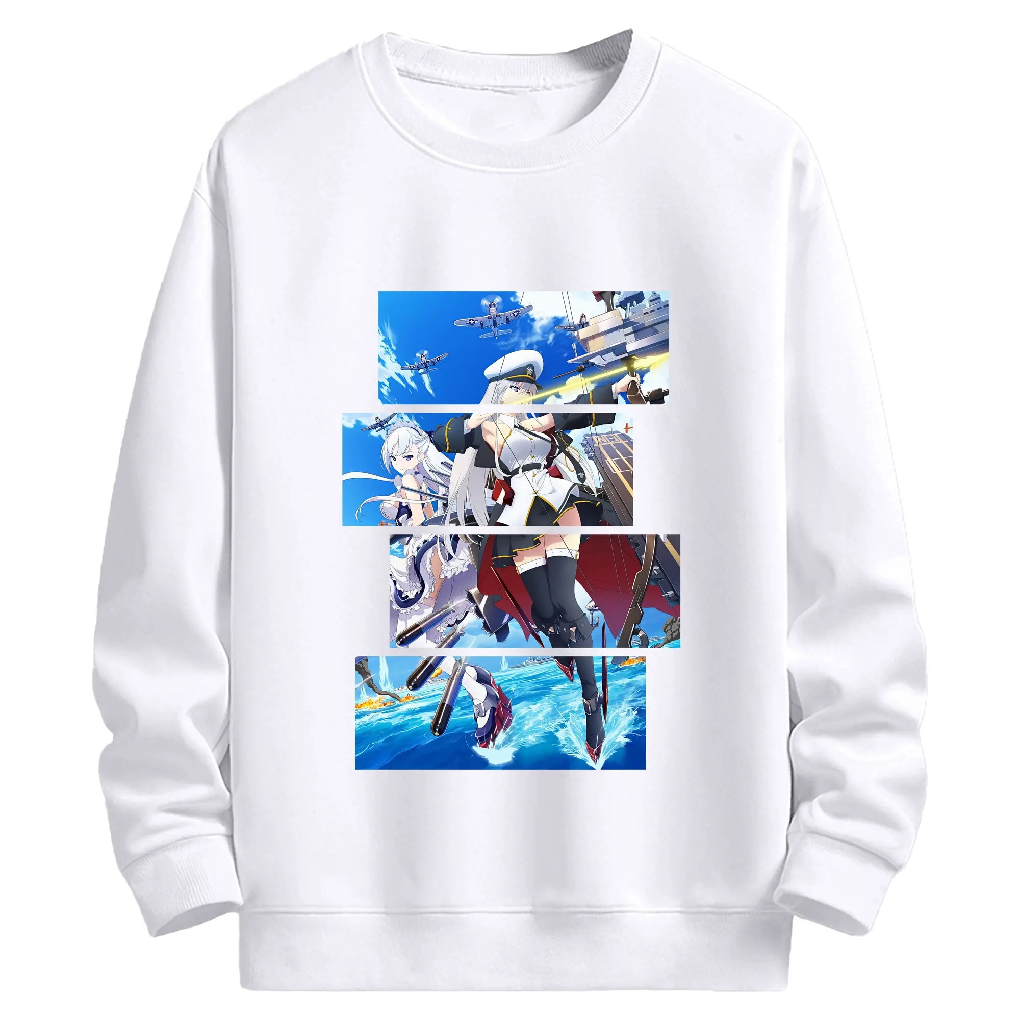 アズールレーン グッズ,エンタープライズ - 高品質 クルーネック スウェット ・ コットン59％ ポリエステル41％ ・ ユニセックス 長袖 トレーナー ・ カジュアル デイリー スポーツ 散歩用