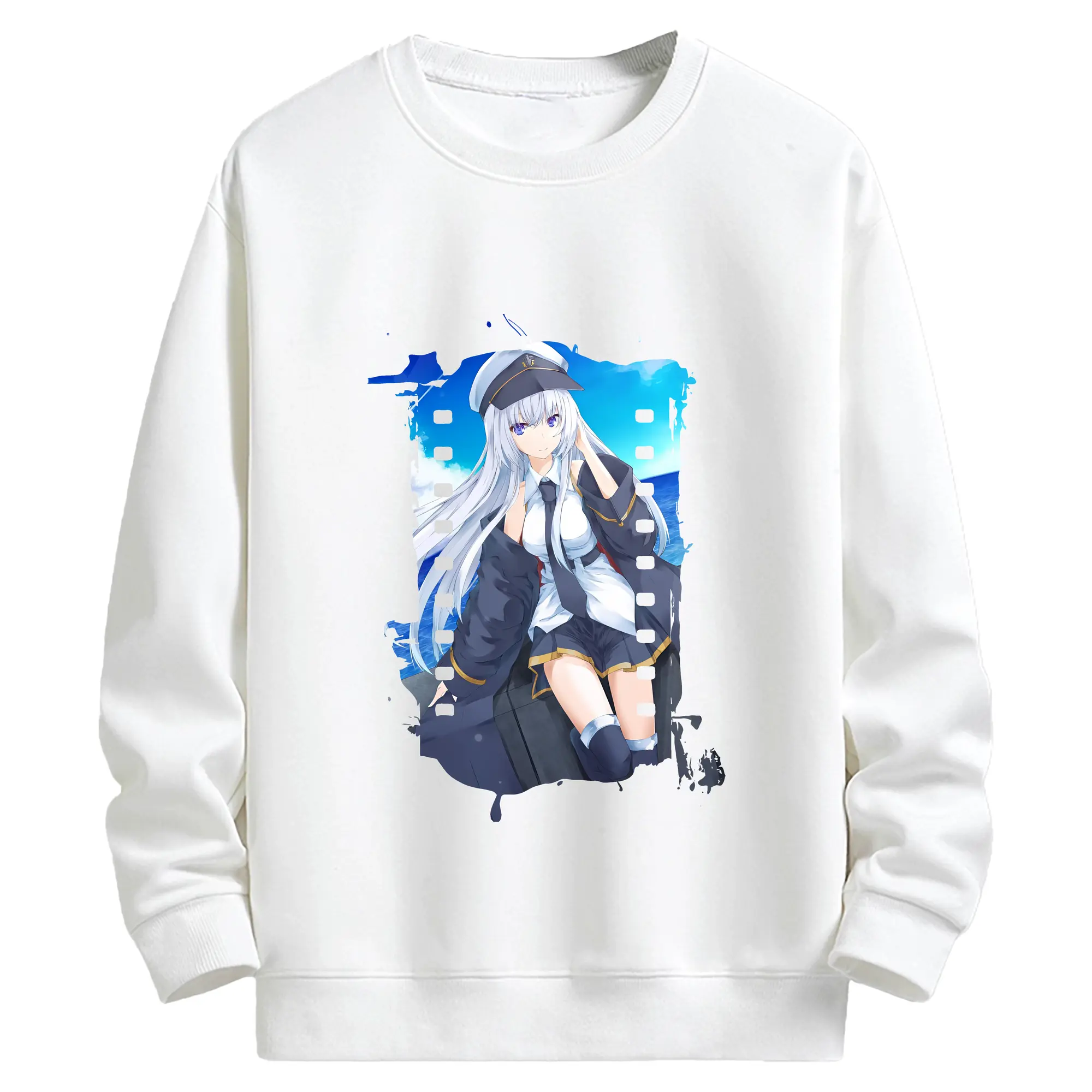 アズールレーン グッズ,エンタープライズ - キッズ クルーネックスウェットシャツ ・ フロントプリント ・ 綿80％ ポリエステル20％ ・ 快適 通学 スポーツ 日常使い お散歩用