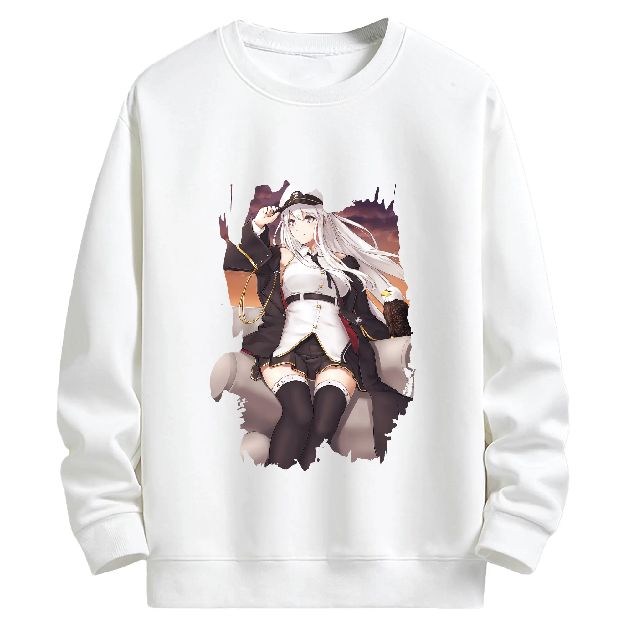 アズールレーン グッズ,エンタープライズ - キッズ クルーネックスウェットシャツ ・ フロントプリント ・ 綿80％ ポリエステル20％ ・ 快適 通学 スポーツ 日常使い お散歩用