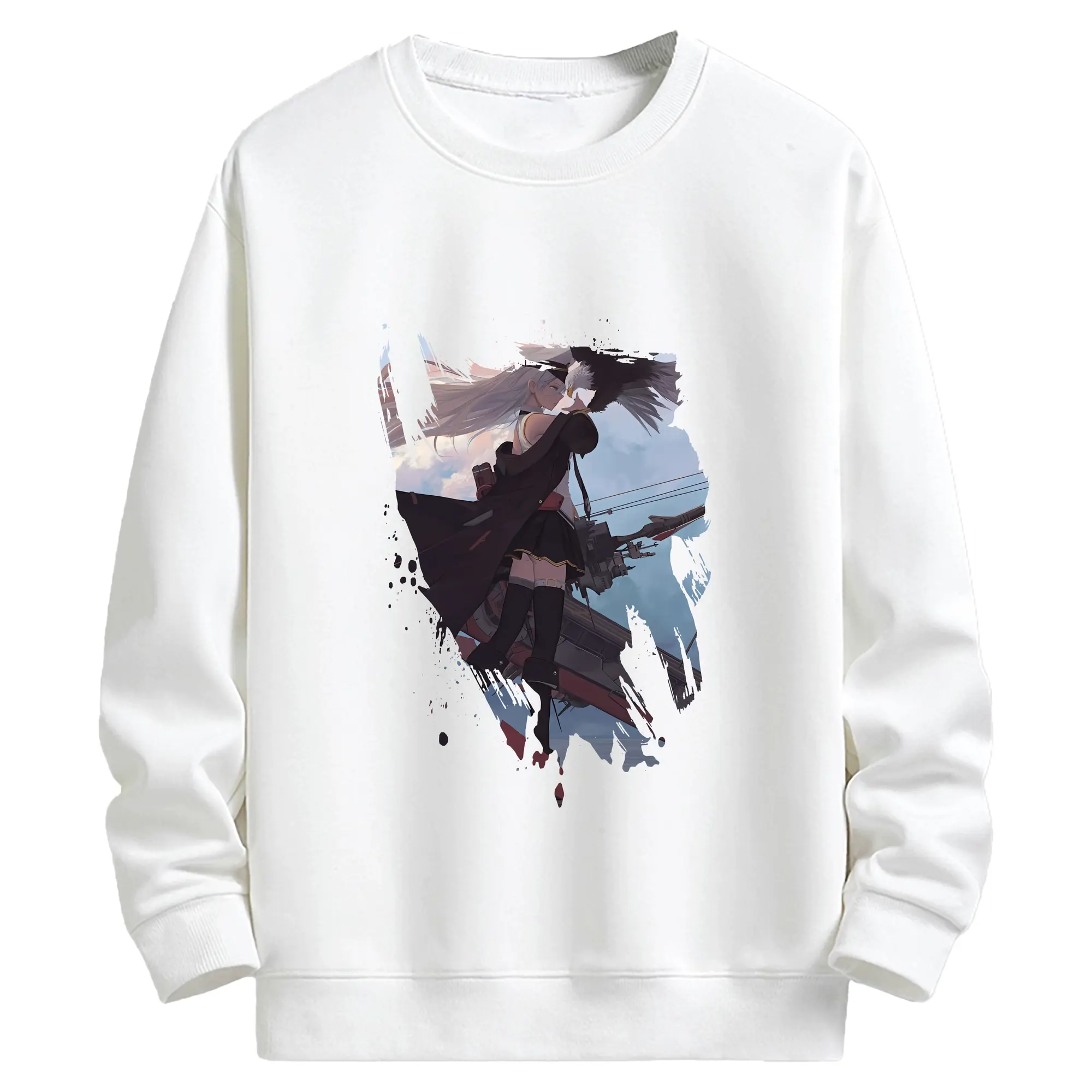 アズールレーン グッズ,エンタープライズ - キッズ クルーネックスウェットシャツ ・ フロントプリント ・ 綿80％ ポリエステル20％ ・ 快適 通学 スポーツ 日常使い お散歩用