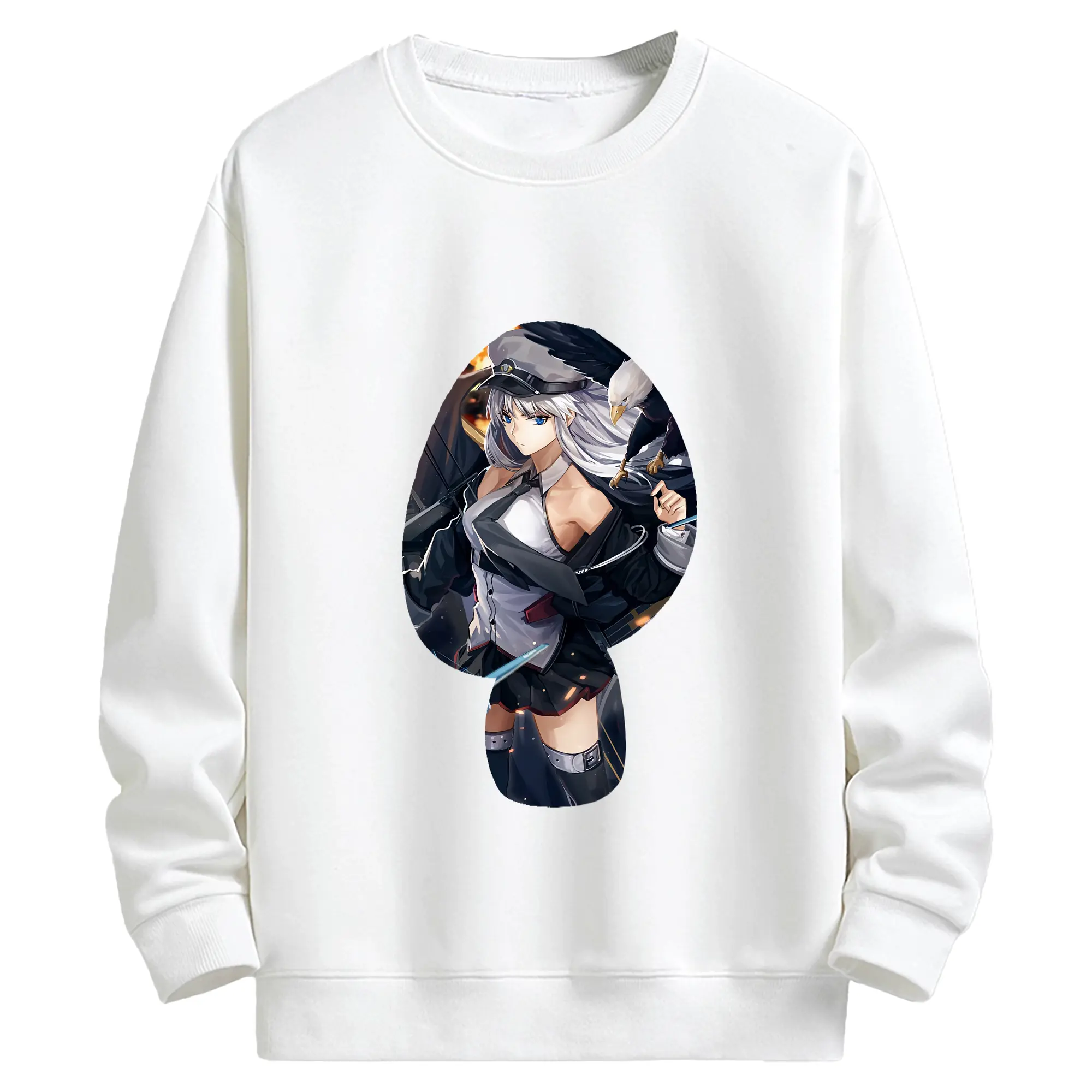 アズールレーン グッズ,エンタープライズ - キッズ クルーネックスウェットシャツ ・ フロントプリント ・ 綿80％ ポリエステル20％ ・ 快適 通学 スポーツ 日常使い お散歩用