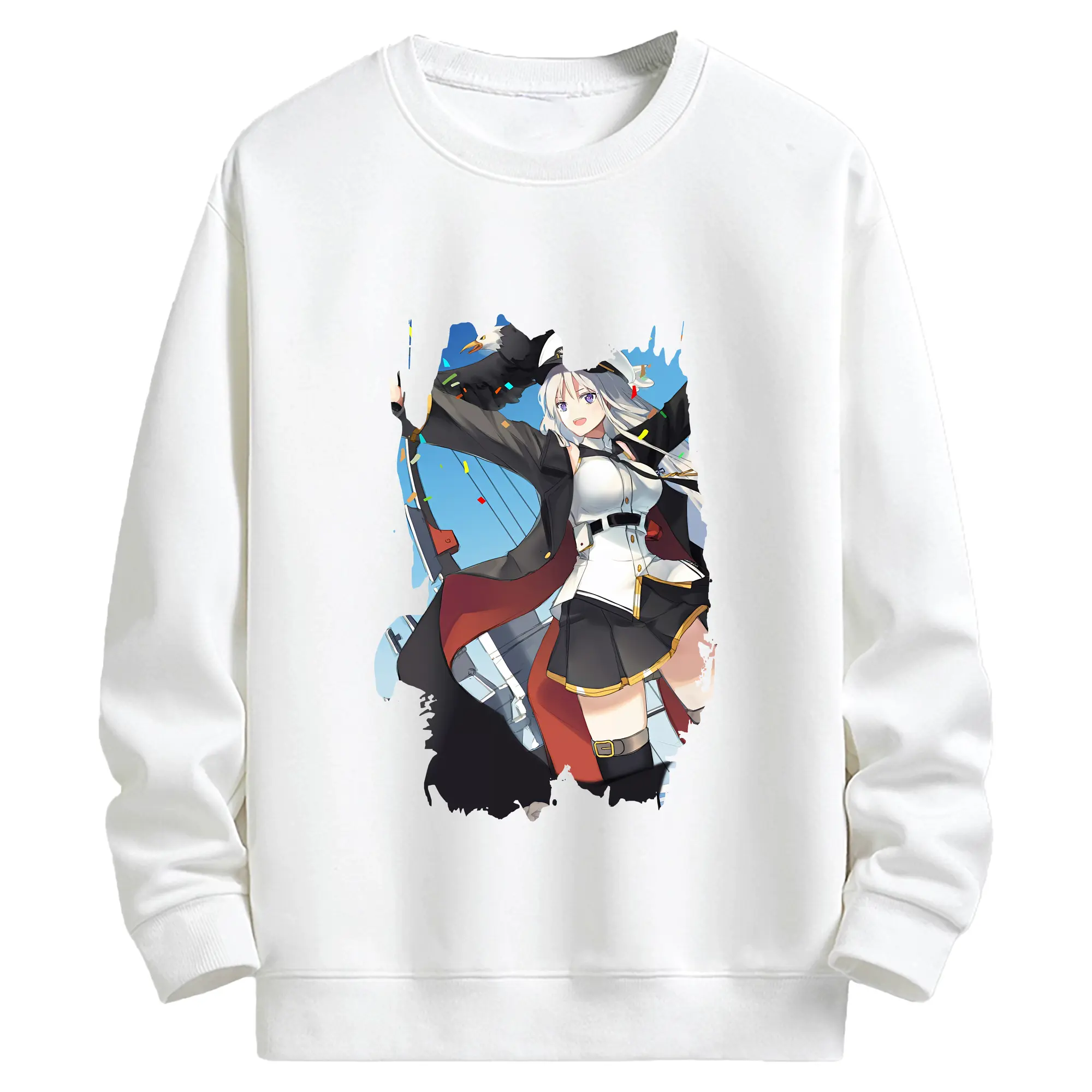 アズールレーン グッズ,エンタープライズ - キッズ クルーネックスウェットシャツ ・ フロントプリント ・ 綿80％ ポリエステル20％ ・ 快適 通学 スポーツ 日常使い お散歩用