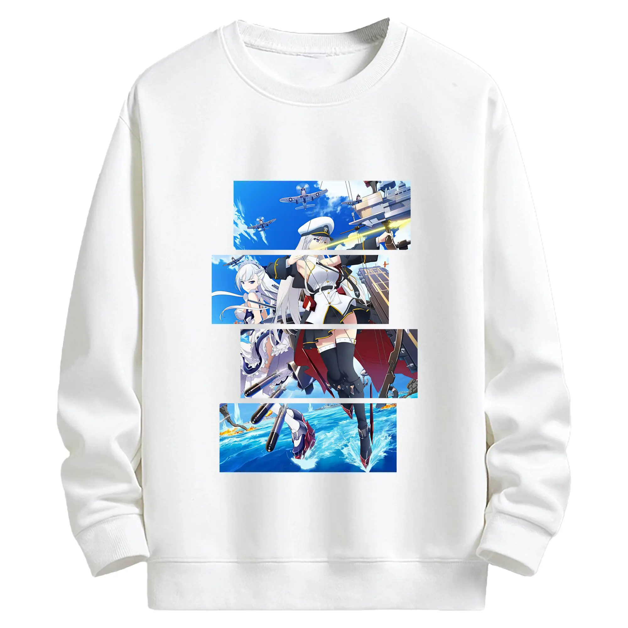 アズールレーン グッズ,エンタープライズ - キッズ クルーネックスウェットシャツ ・ フロントプリント ・ 綿80％ ポリエステル20％ ・ 快適 通学 スポーツ 日常使い お散歩用